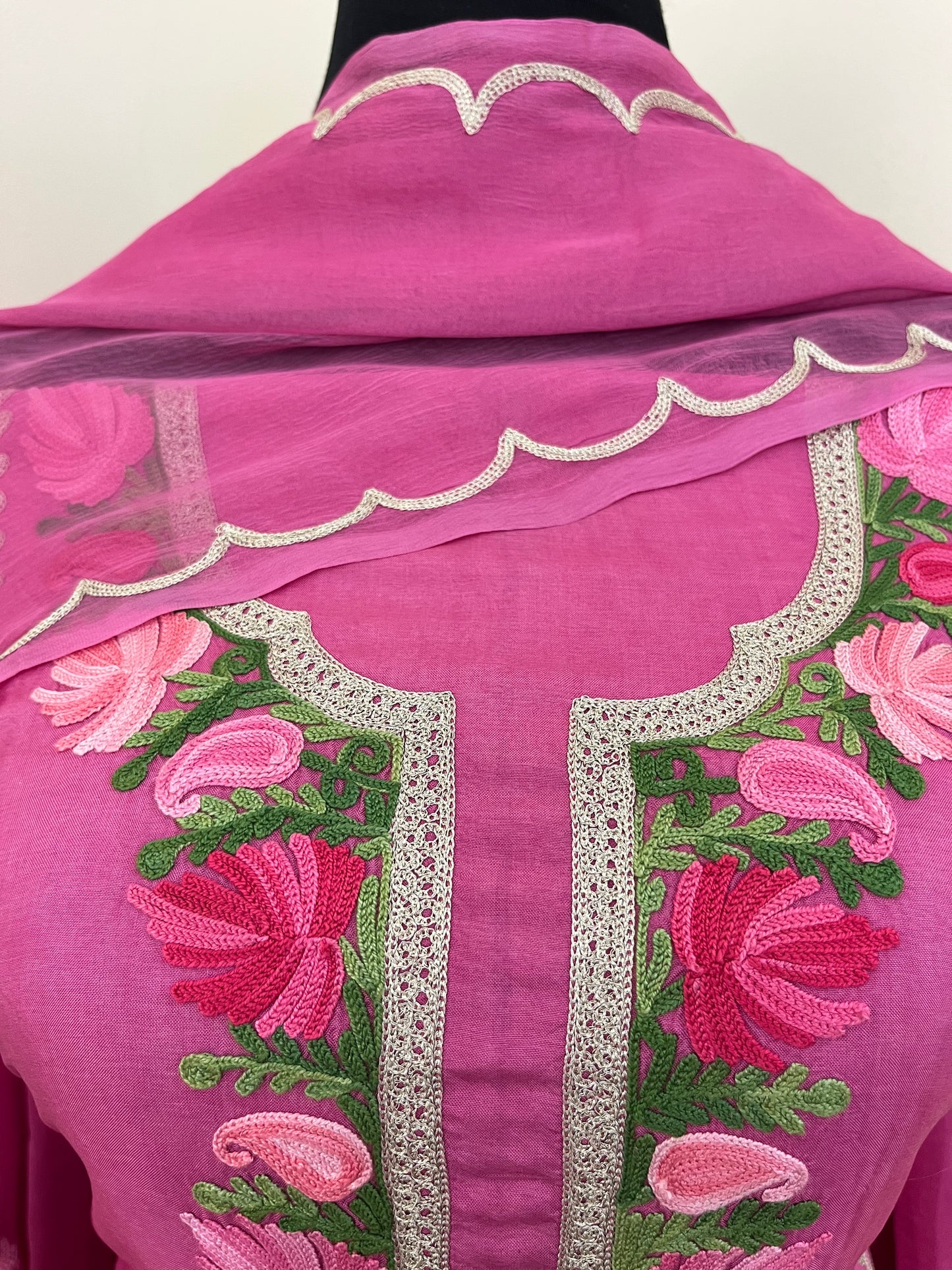 Sanam’ Mauve Silk Aari Embroidered Suit material