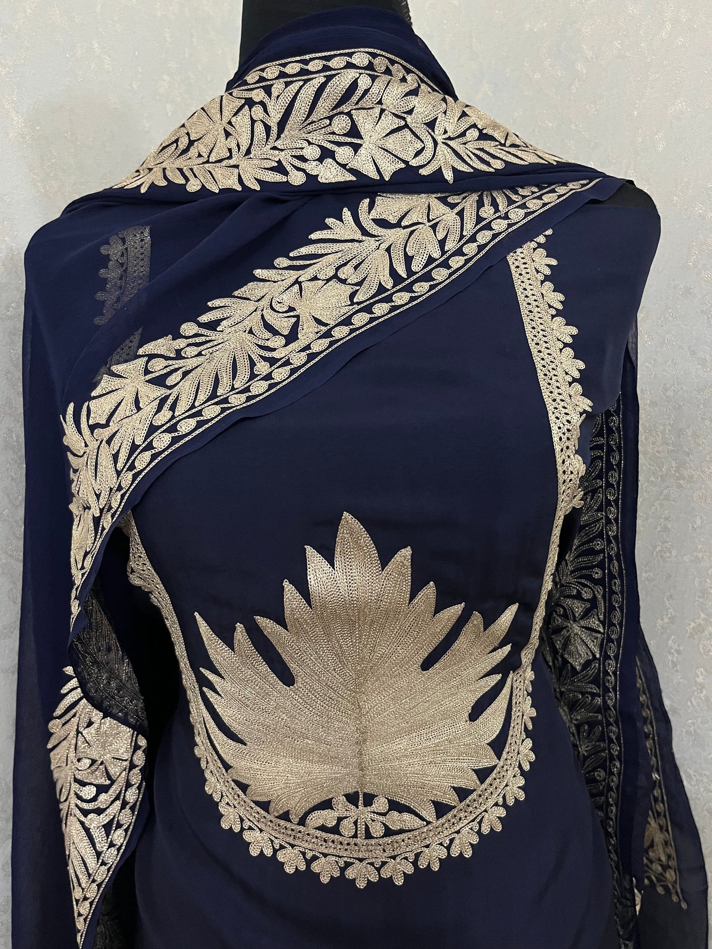 Navy Blue Sanam’ Tilla Kashmiri Silk Suit