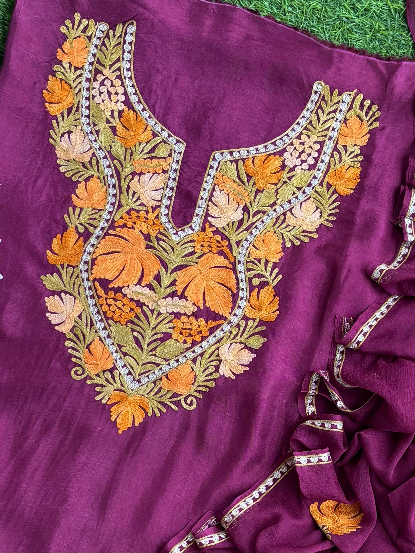 Wine Opada Silk Kashmiri Suits