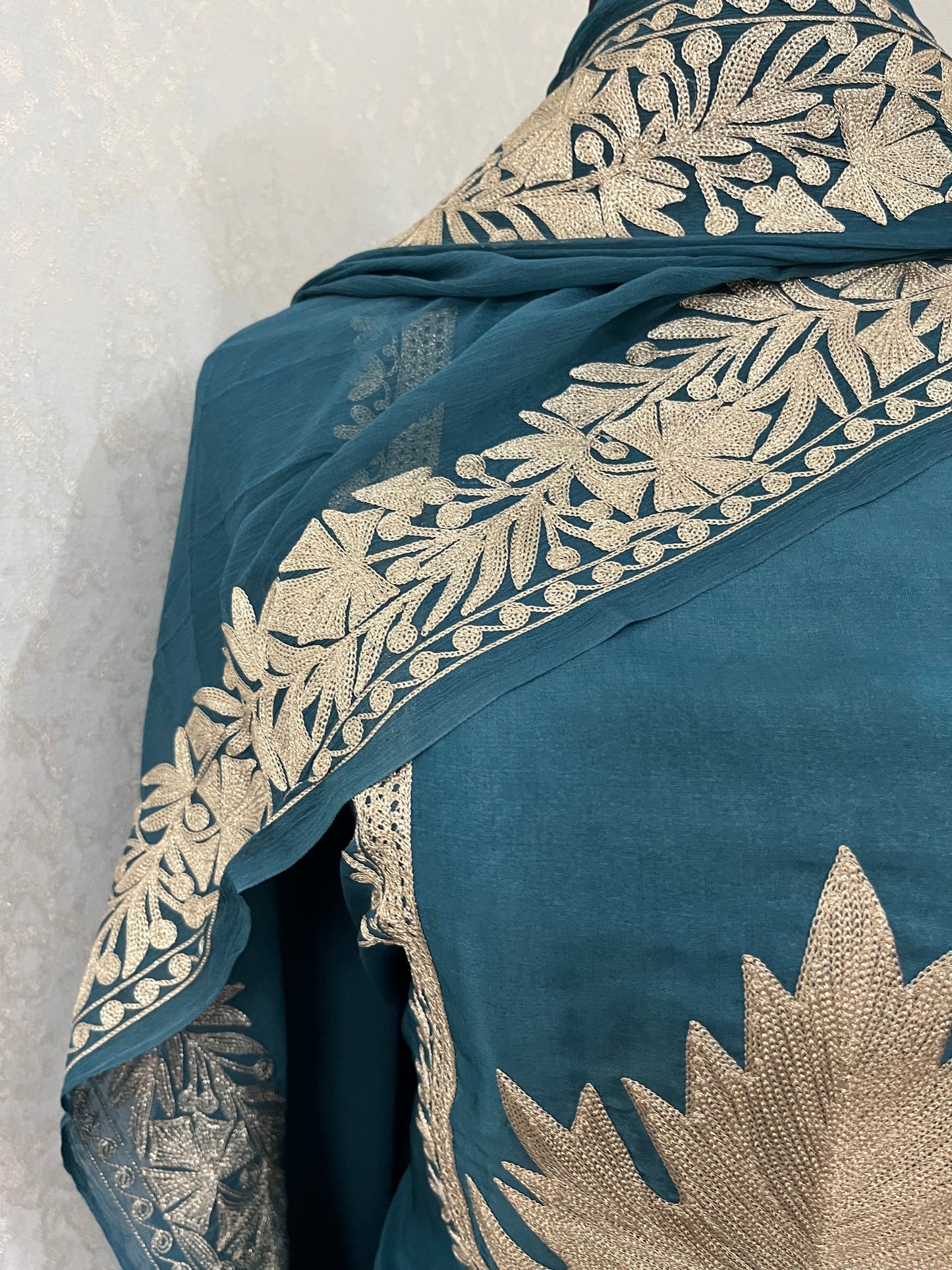 Teal Blue Sanam’ Tilla Kashmiri Silk Suit