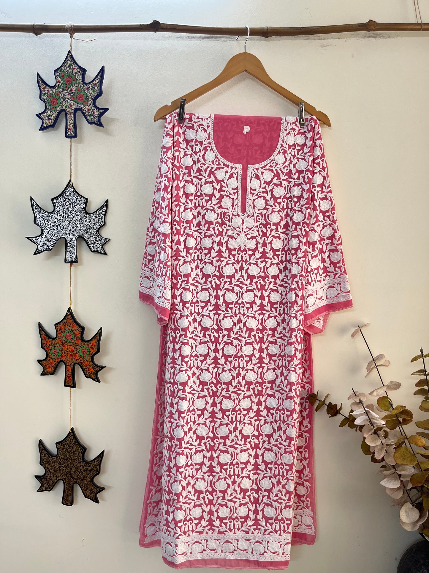 Georgette Front Back Jaal Kashmiri Semi Stitched Kurta