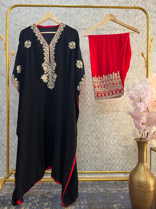 Black Silk Kashmiri Kaftan Set size (44)
