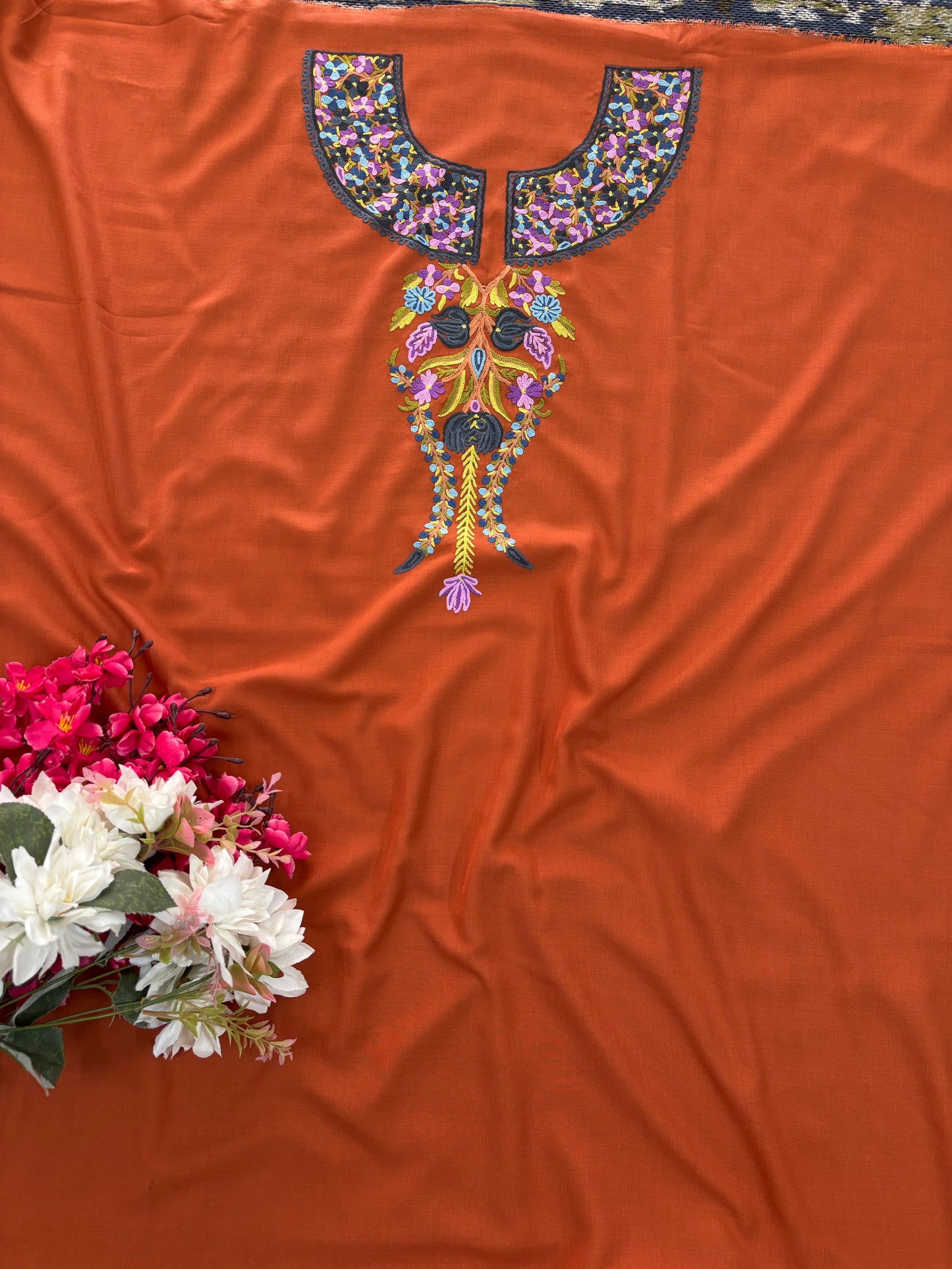 Orange Cotton Cord Set (Hand Embroidered)