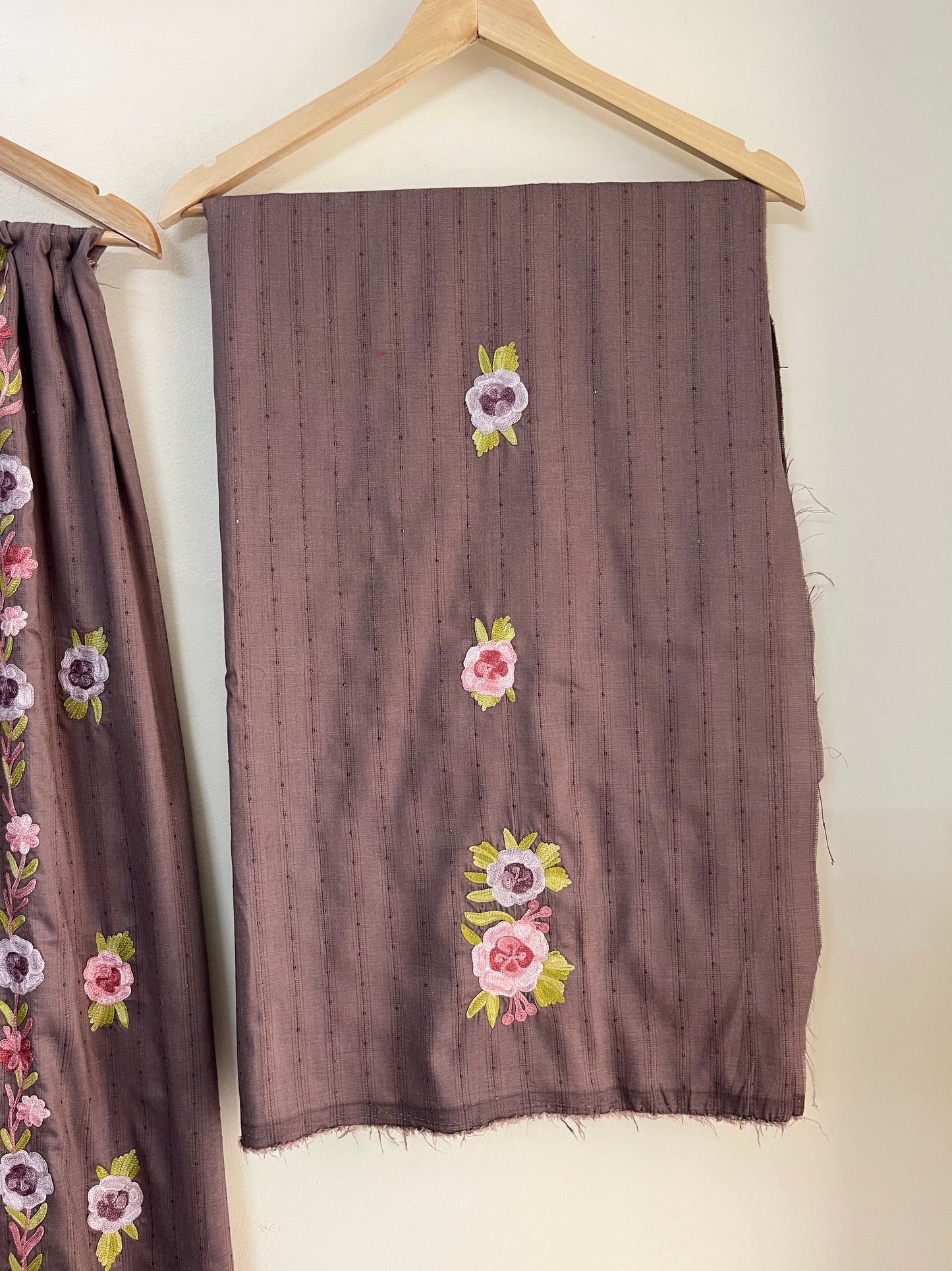 Ash Muslin Cotton Striped Pattern Unstitched Co-ord Set