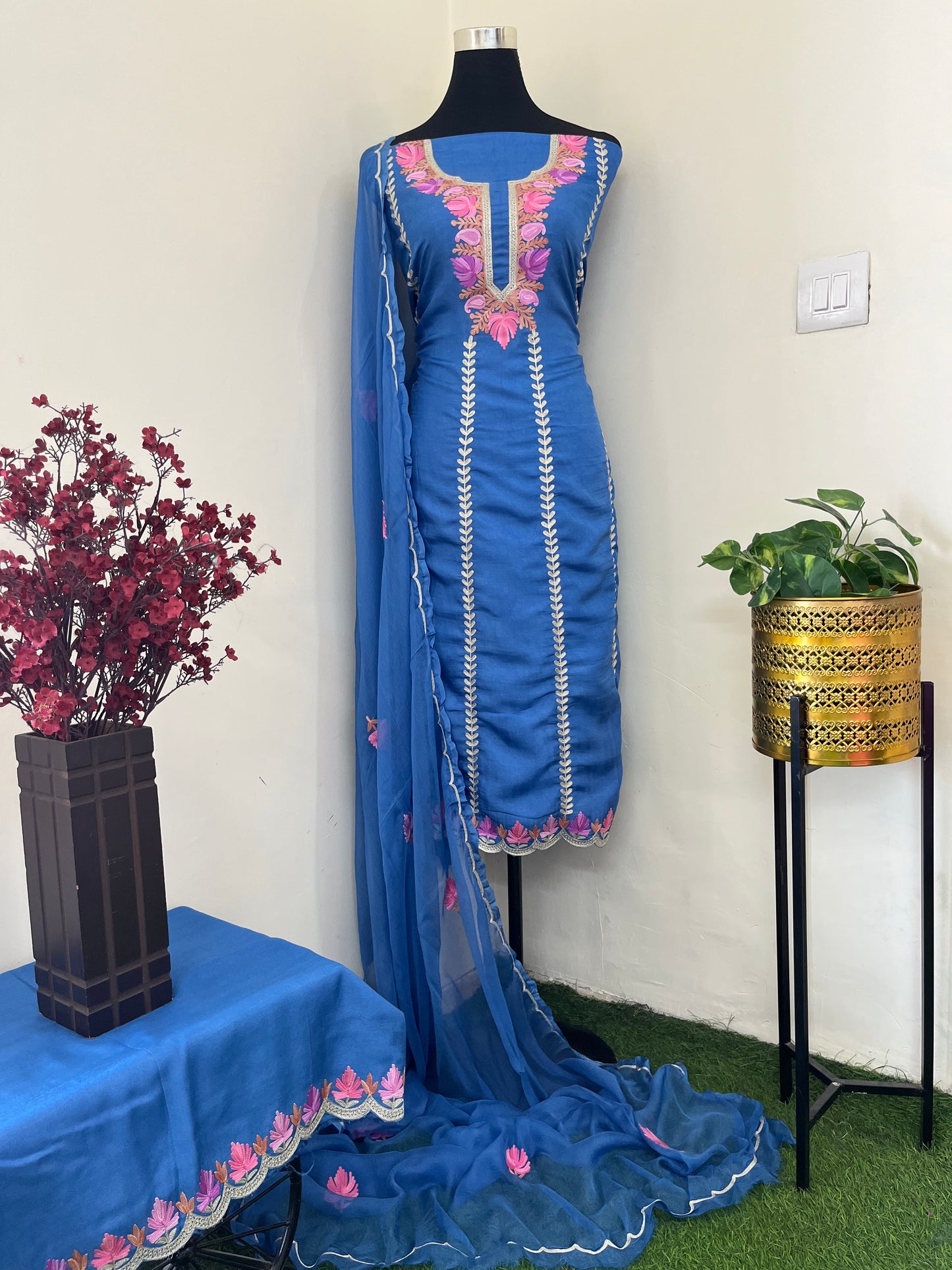 Sanam’ Silk Aari Embroidered Suit material