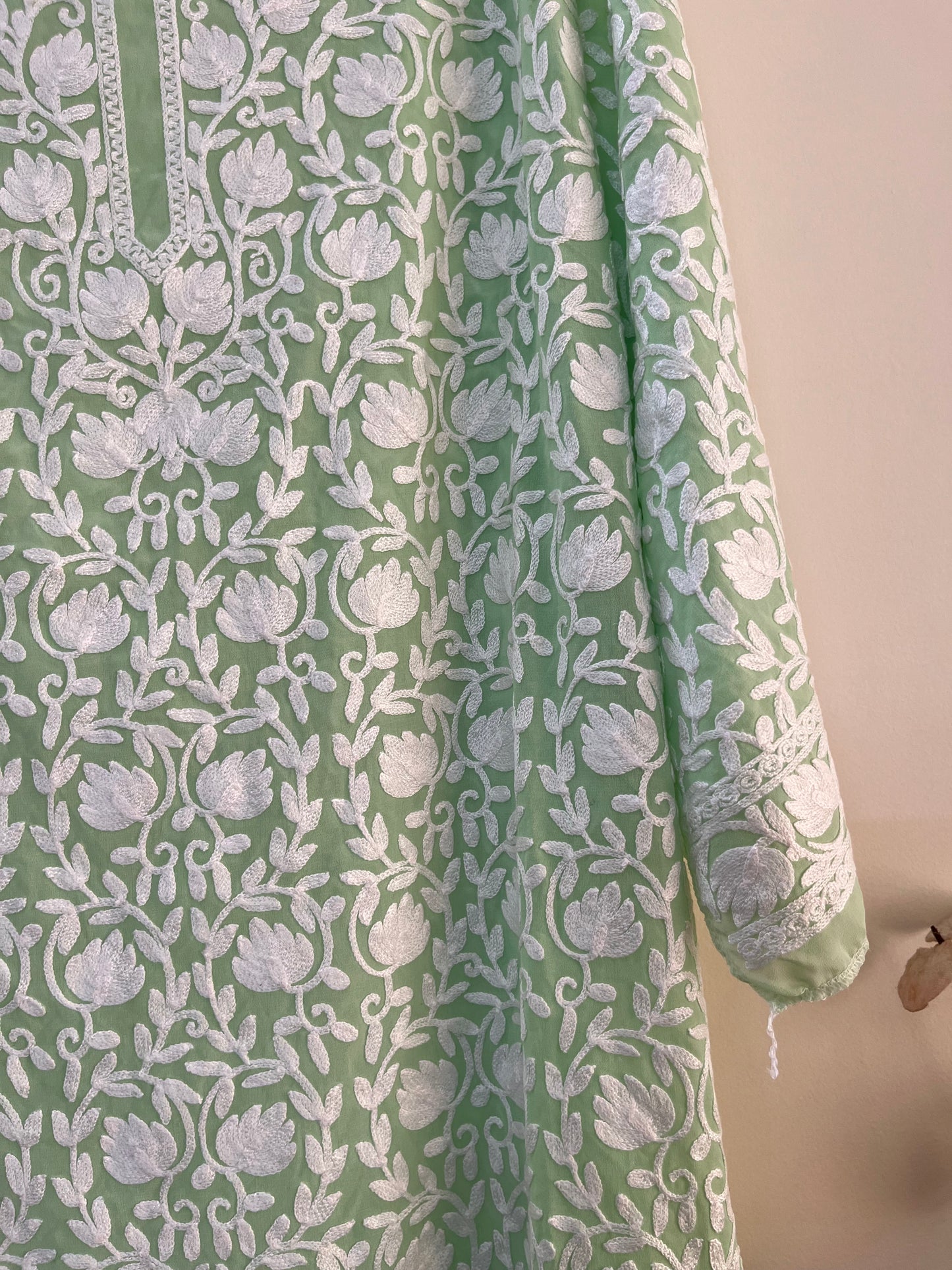 Georgette Front Back Jaal Kashmiri Semi Stitched Kurta