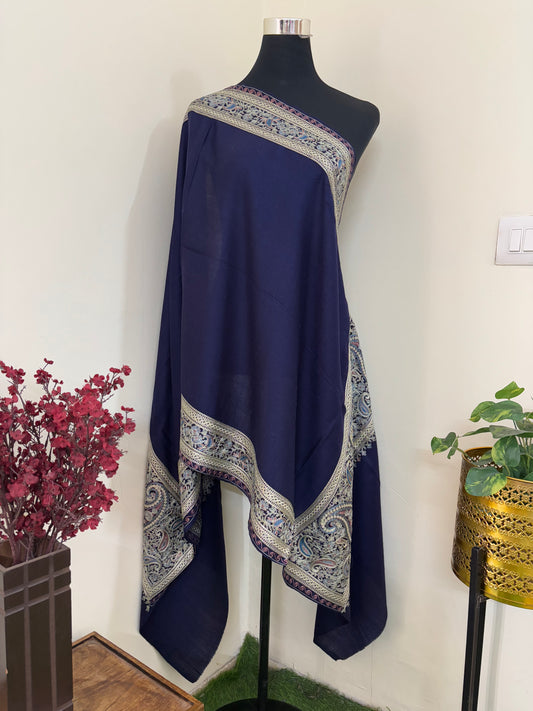 Midnight Blue Ambi Bael Kashmiri Stole