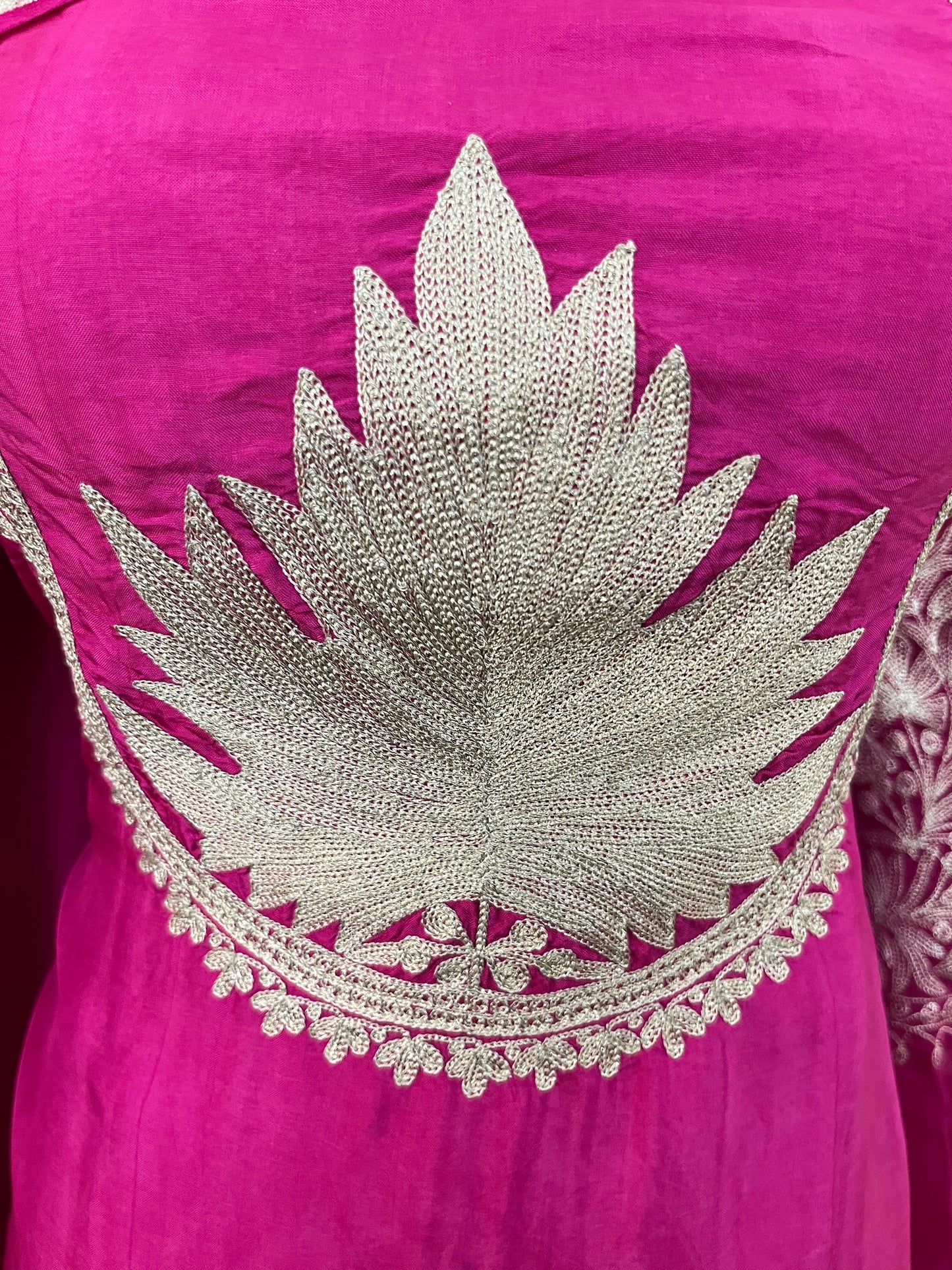 Sanam’ Fuchsia Pink Tilla Embroidered Suit material