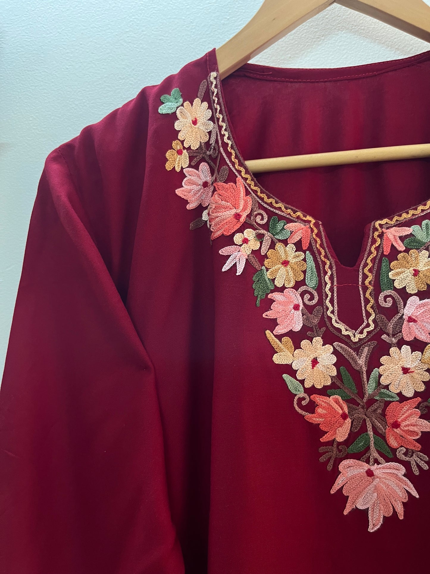 Maroon Cotton Cord Set (Free Size/ XL)