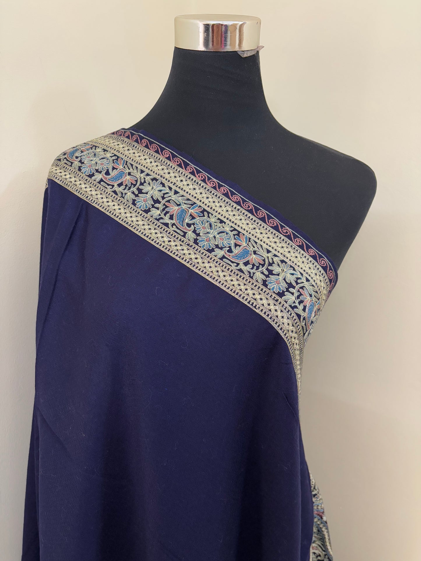 Midnight Blue Ambi Bael Kashmiri Stole