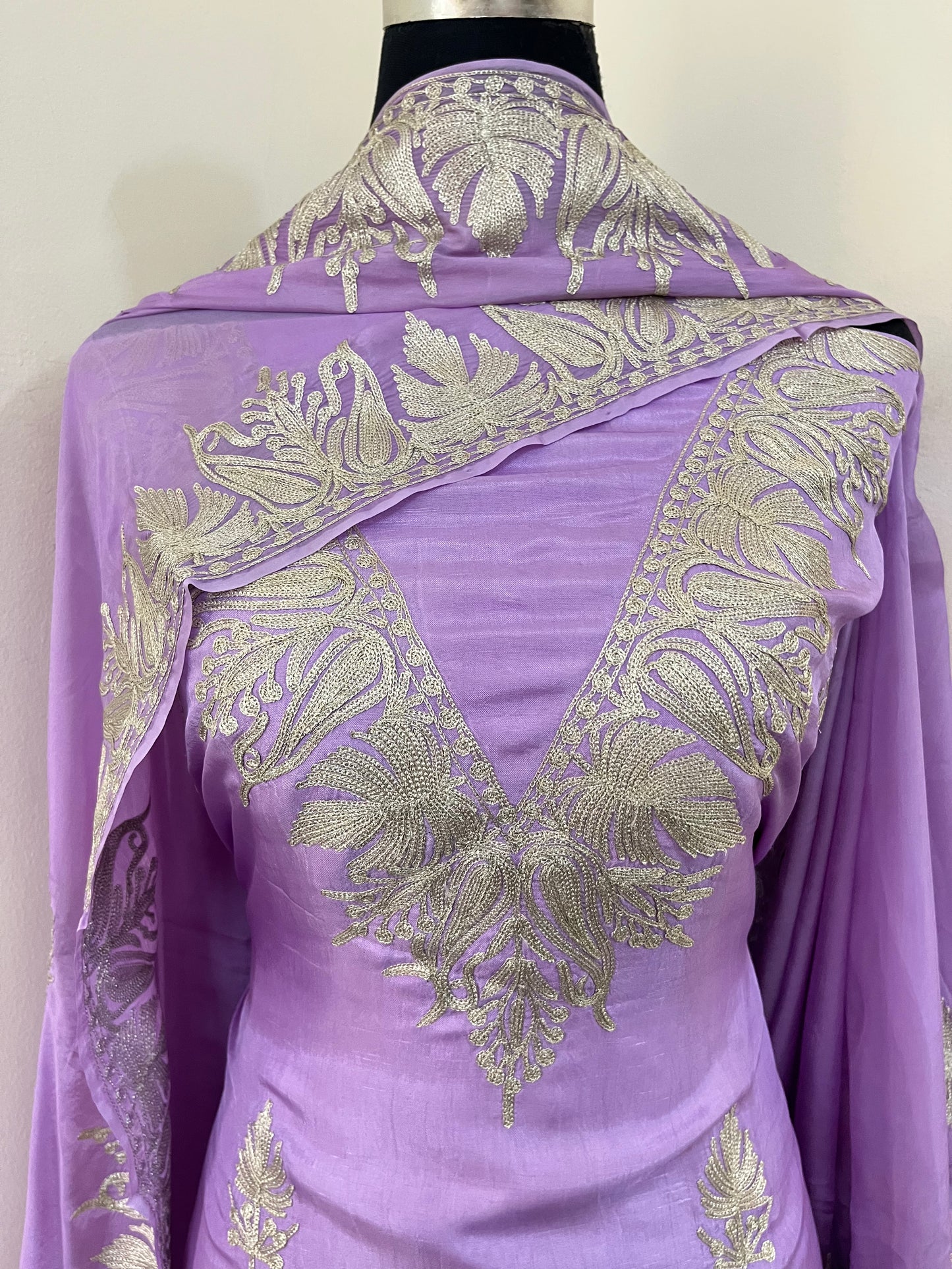 Sanam Lavender Silk Kashmiri Suit