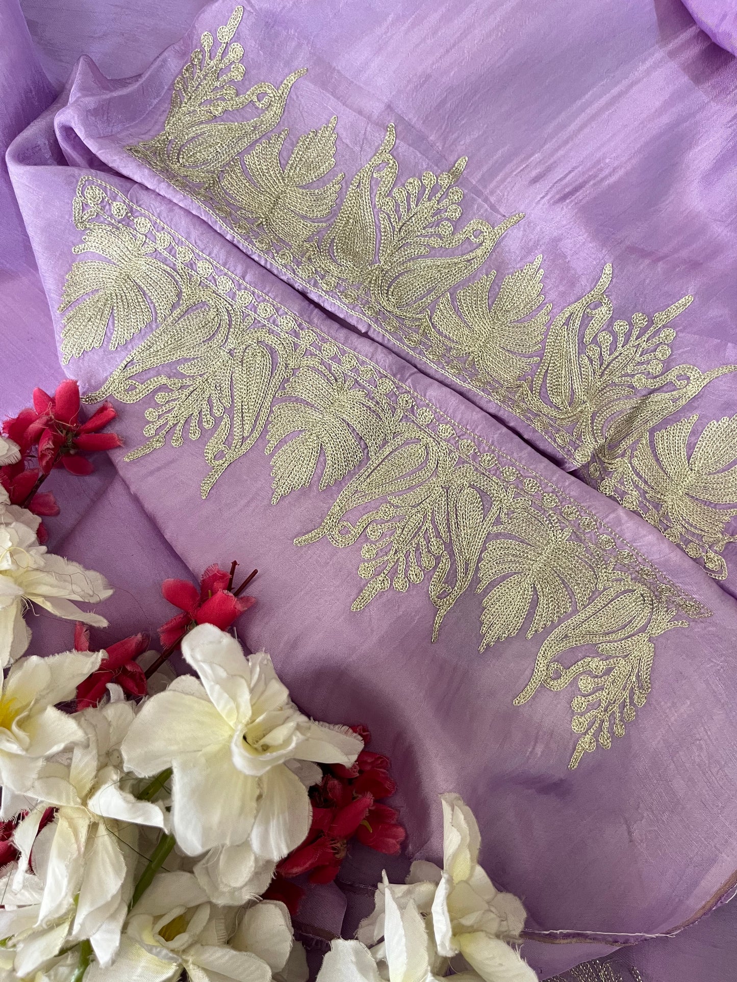 Sanam Lavender Silk Kashmiri Suit