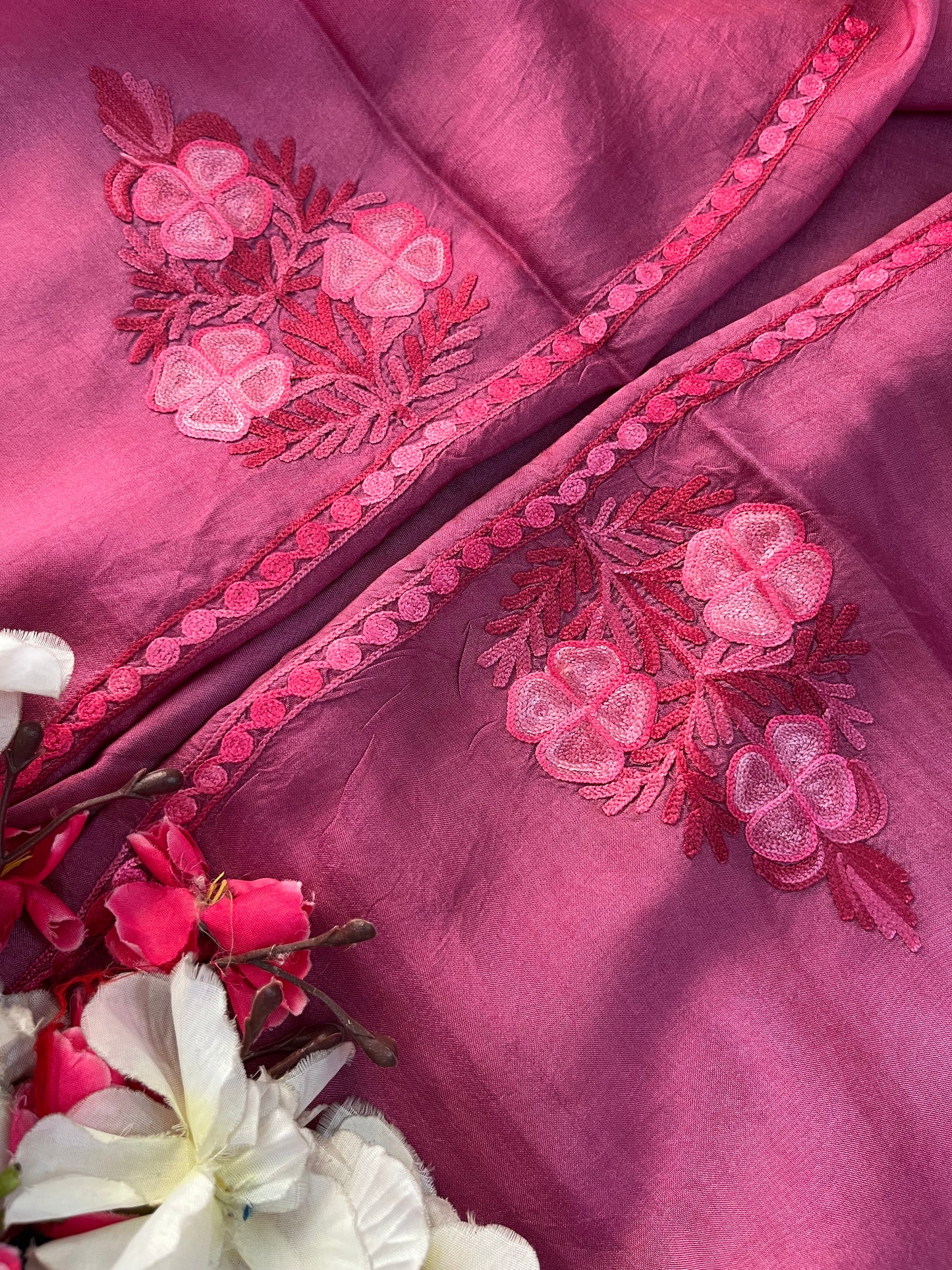 Onion pink Opada Silk Kashmiri Suit