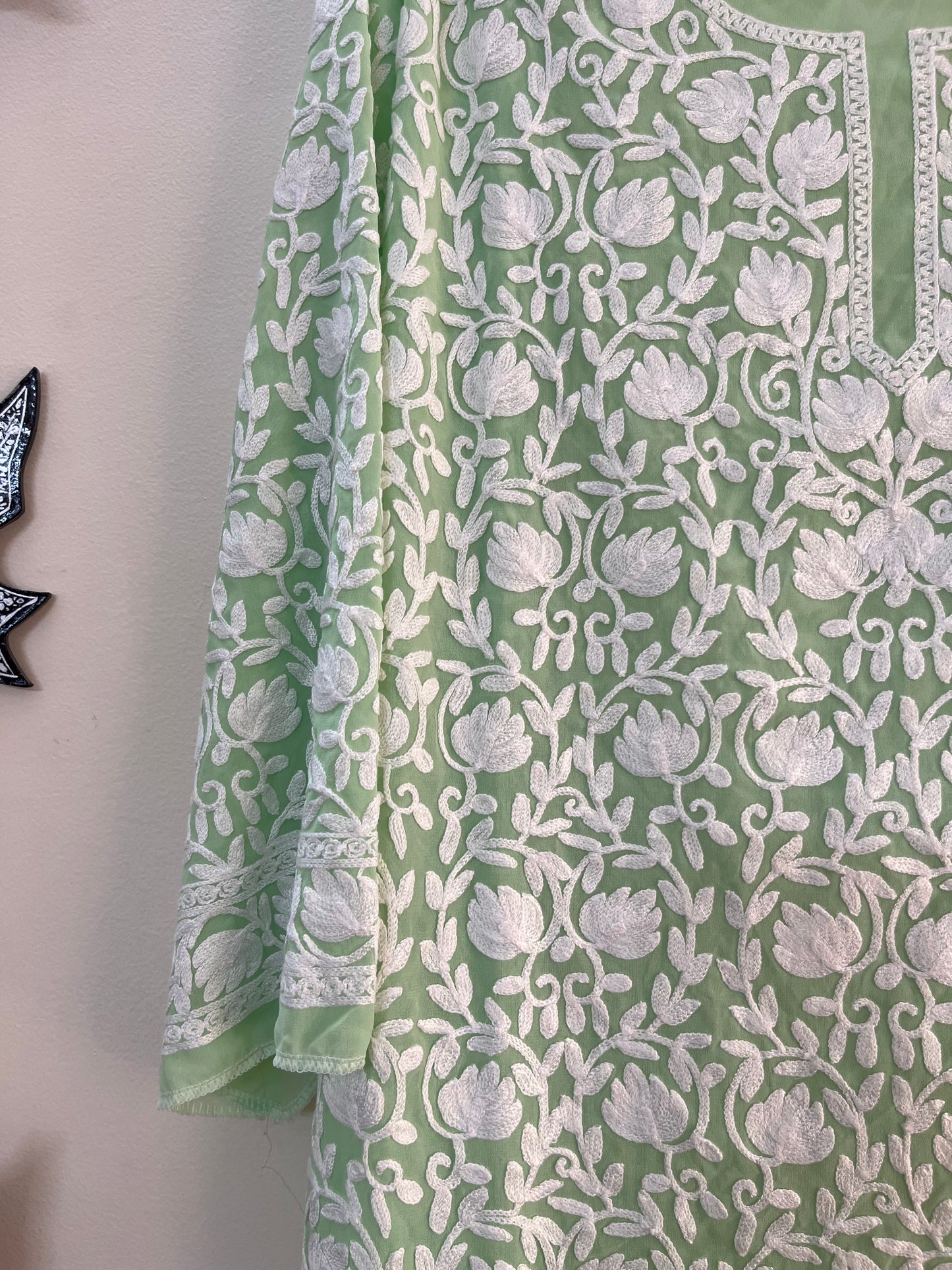 Georgette Front Back Jaal Kashmiri Semi Stitched Kurta