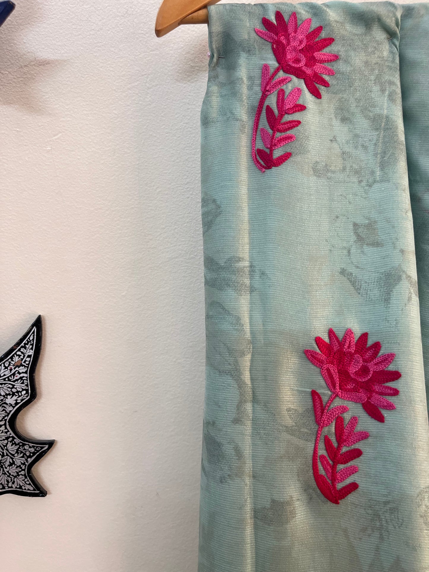 Mint Green Self Work Satin Cotton Unstitched Co-ord Set