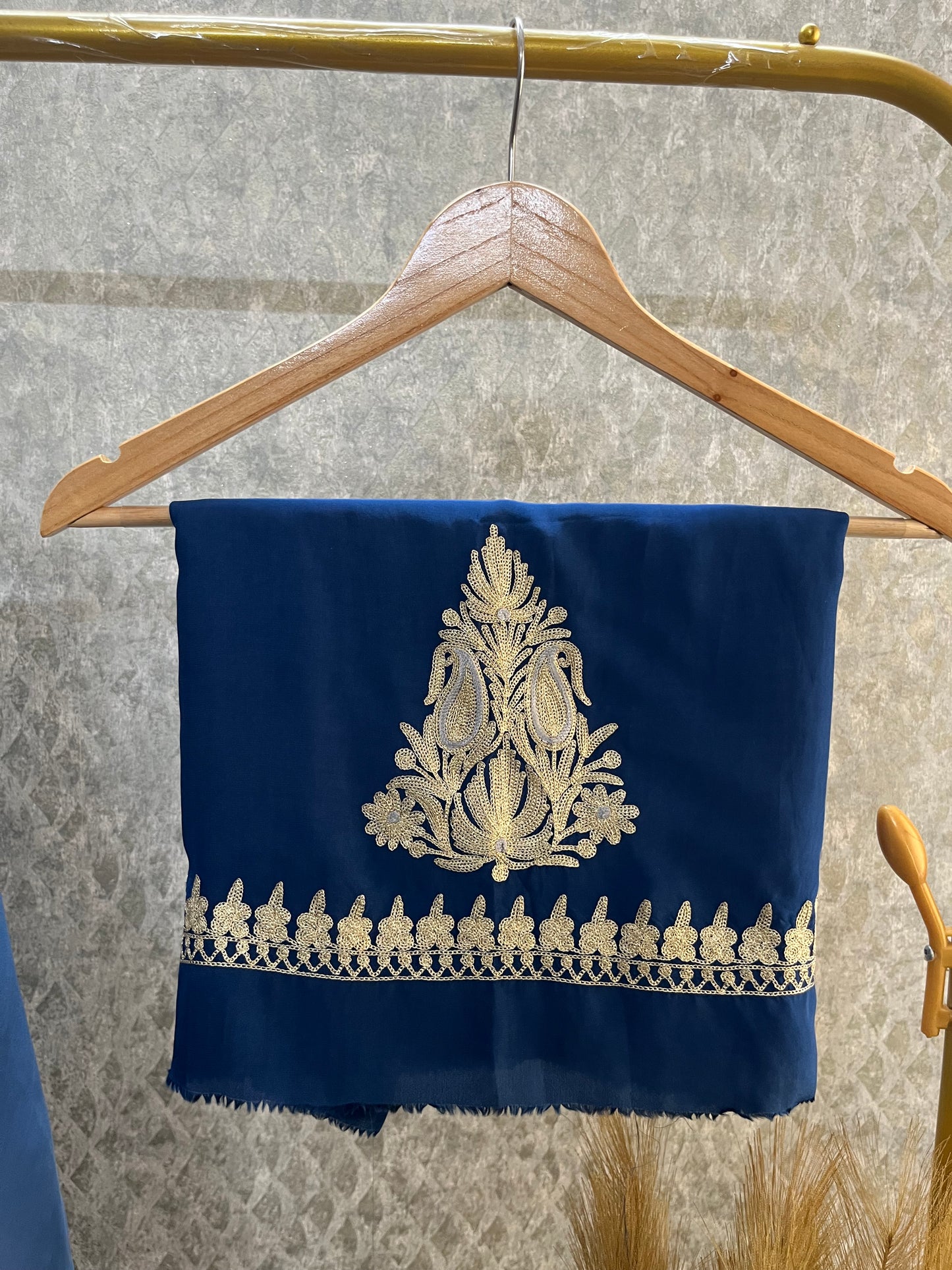 Crape Kashmiri Unstitched Kaftan Set