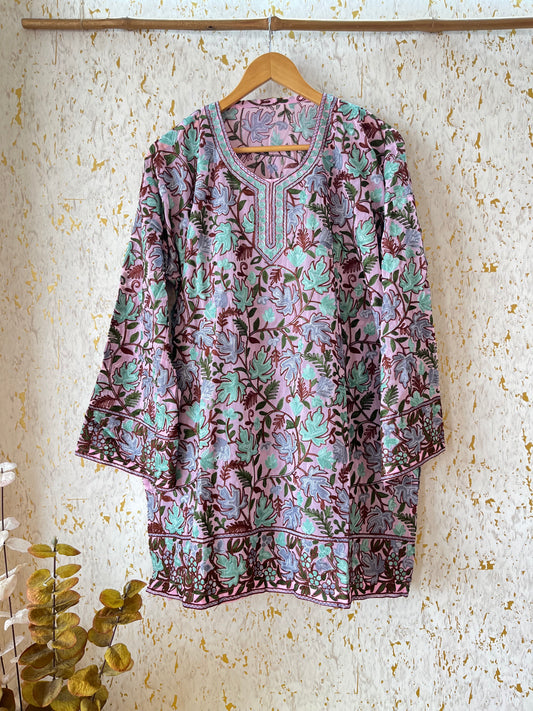 Lilac Georgette Jaal Work (Front & Back) Aari Embroidered Stitch