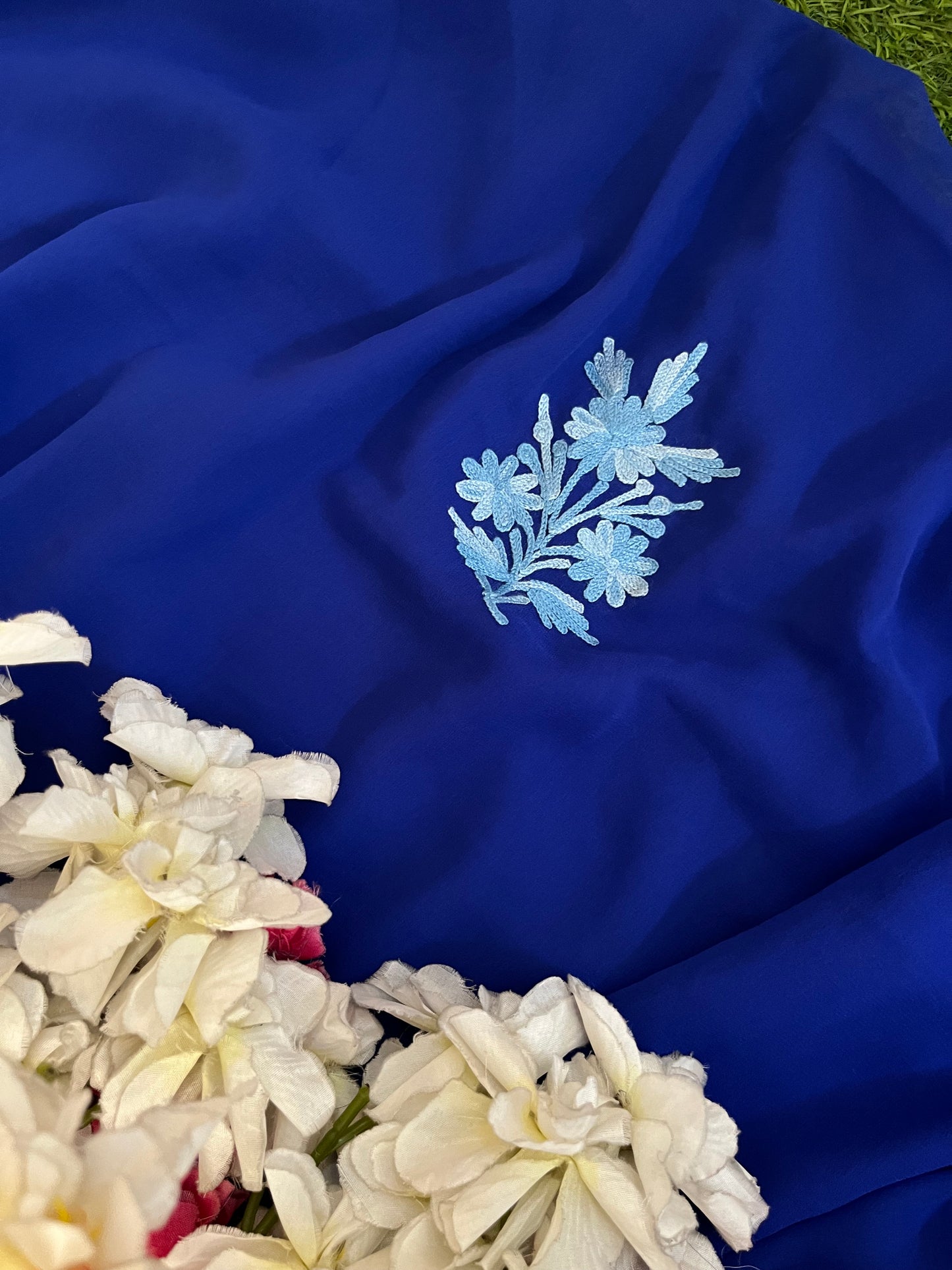 Electric Blue Georgette Kashmiri Suit