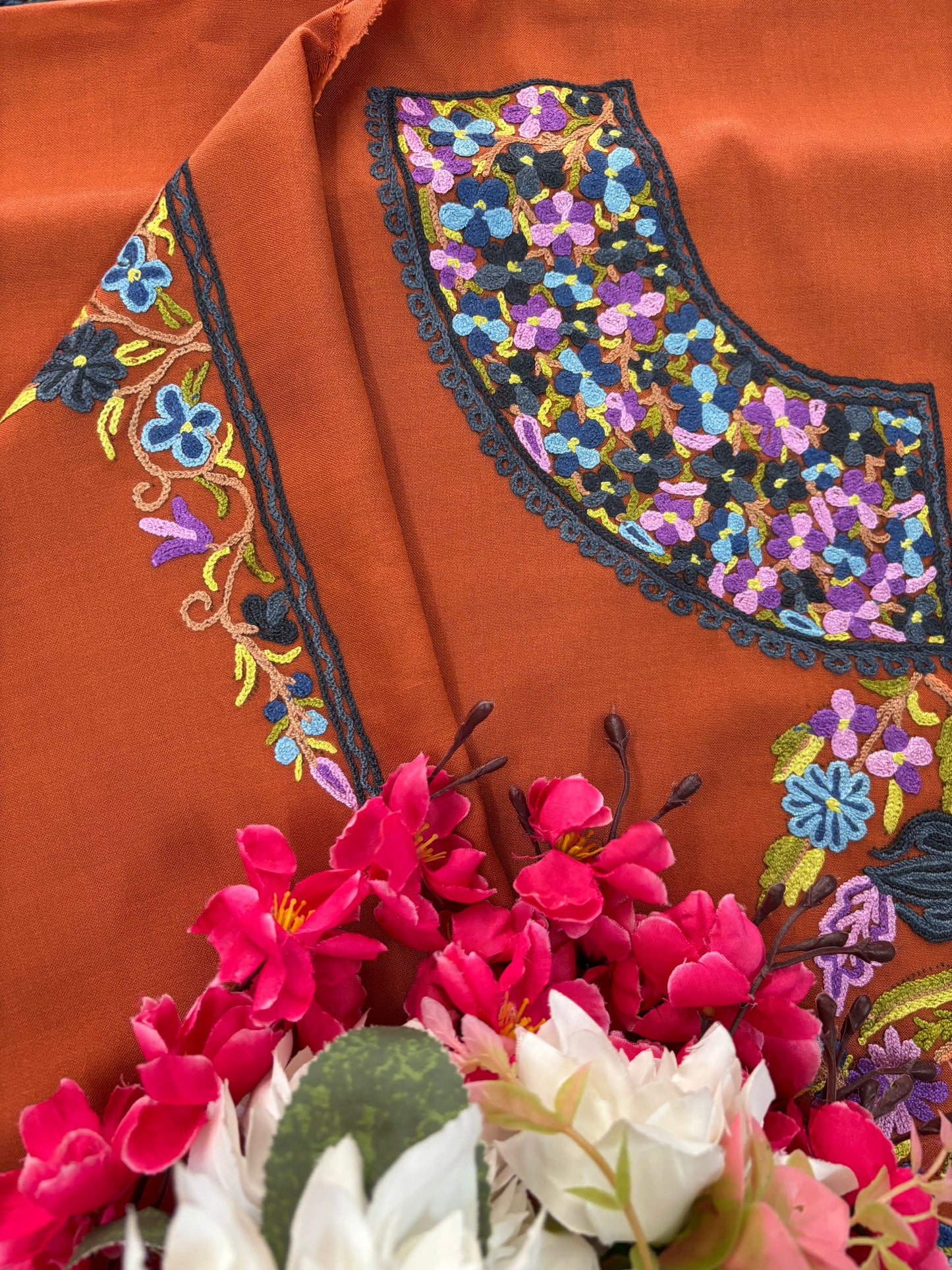 Orange Cotton Cord Set (Hand Embroidered)