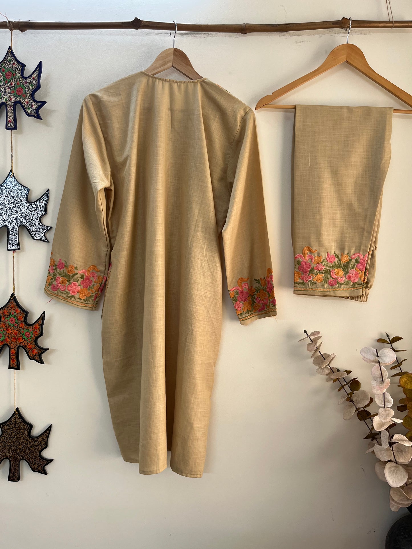 Beige Cotton Stitched Co-ord Set (XL/XXL)