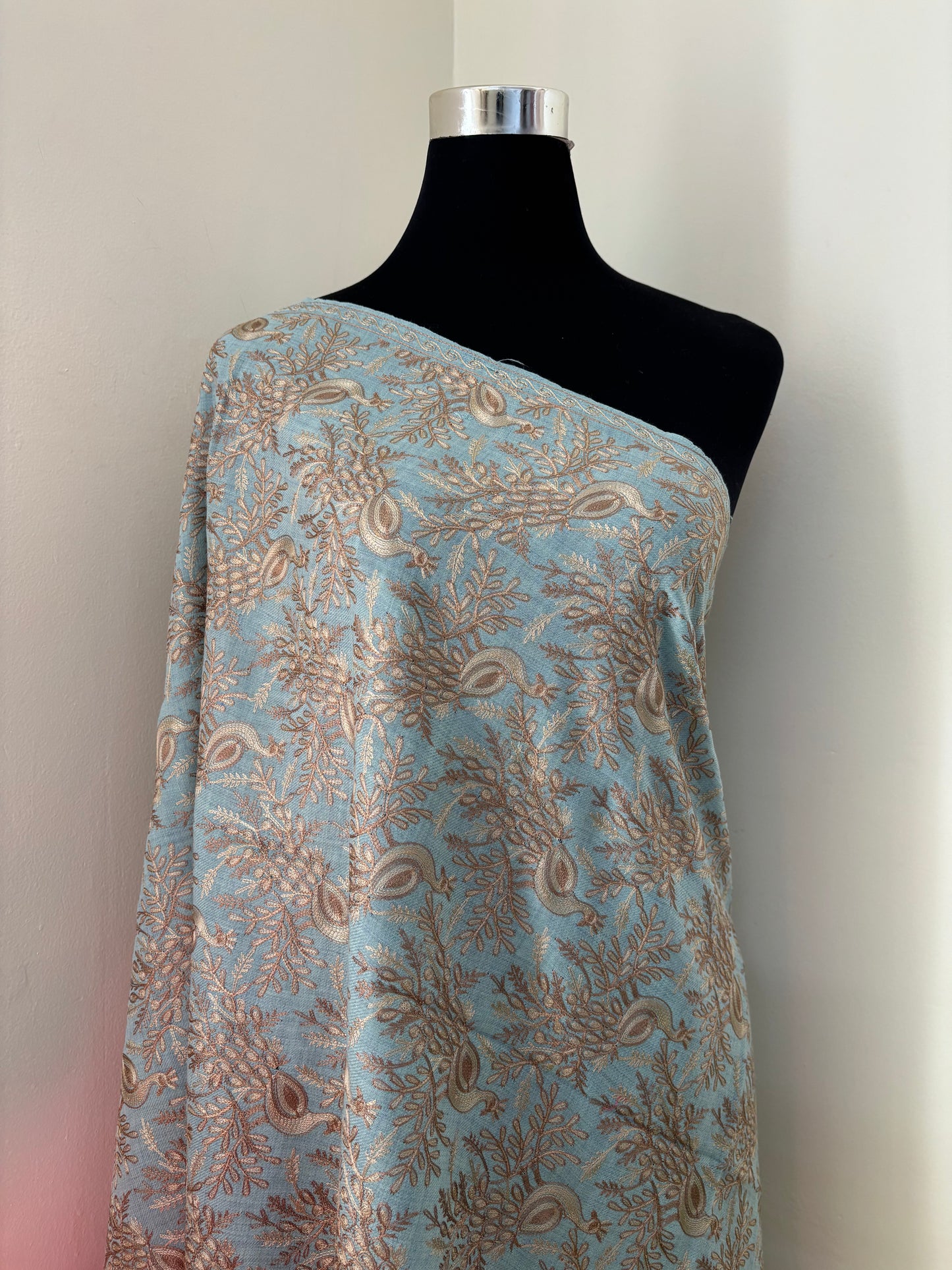 Aqua Mor Kashmiri Semi Pashmina Stole