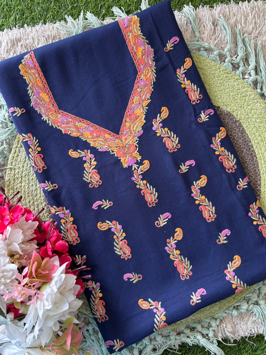 Cotton Blue Two Piece Set (Hand Embroidered)