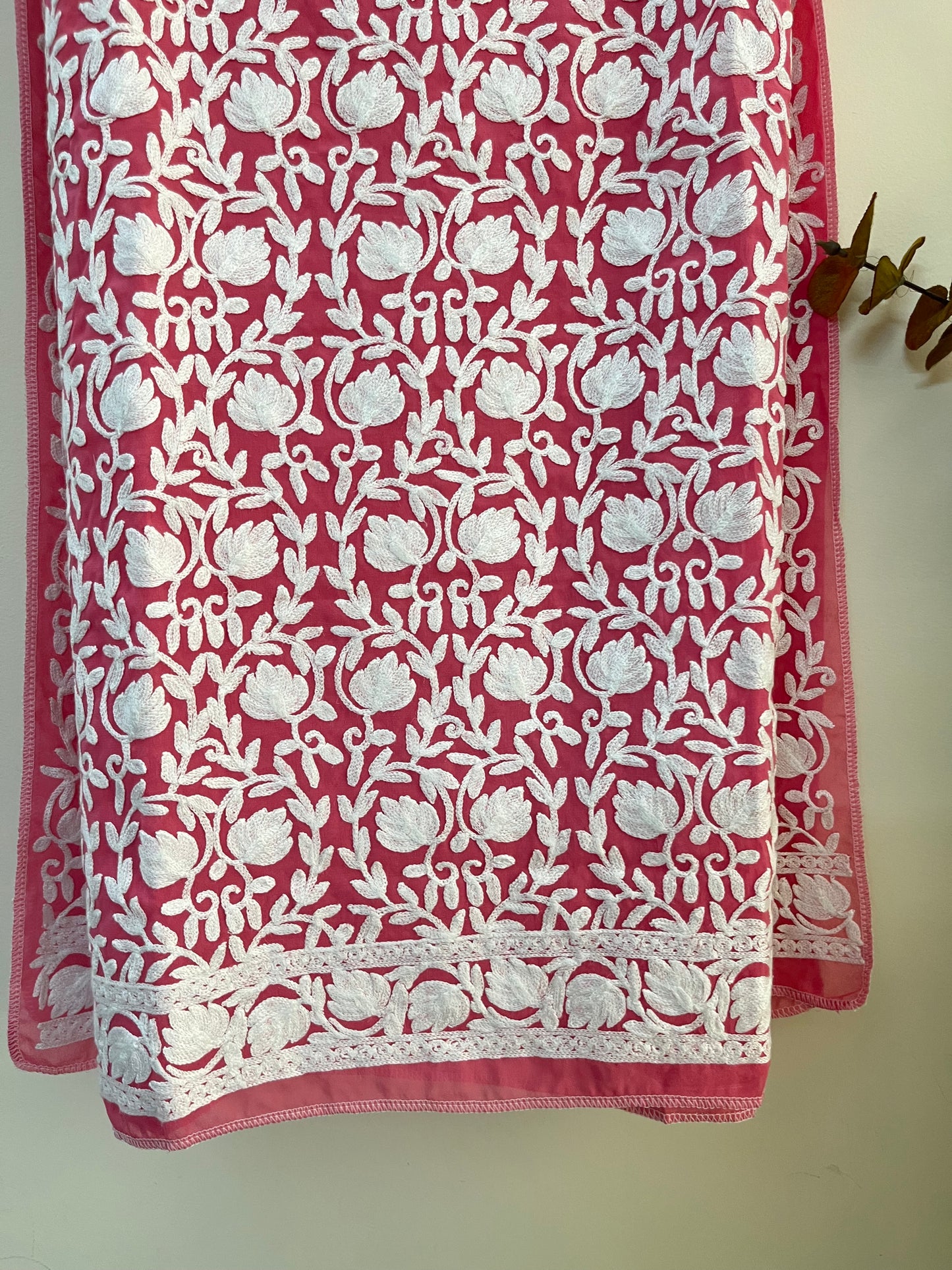 Georgette Front Back Jaal Kashmiri Semi Stitched Kurta