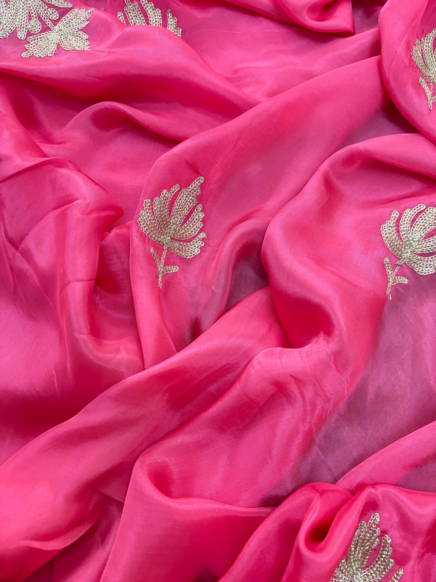 Pink Silk Tilla Embroidered Suit material