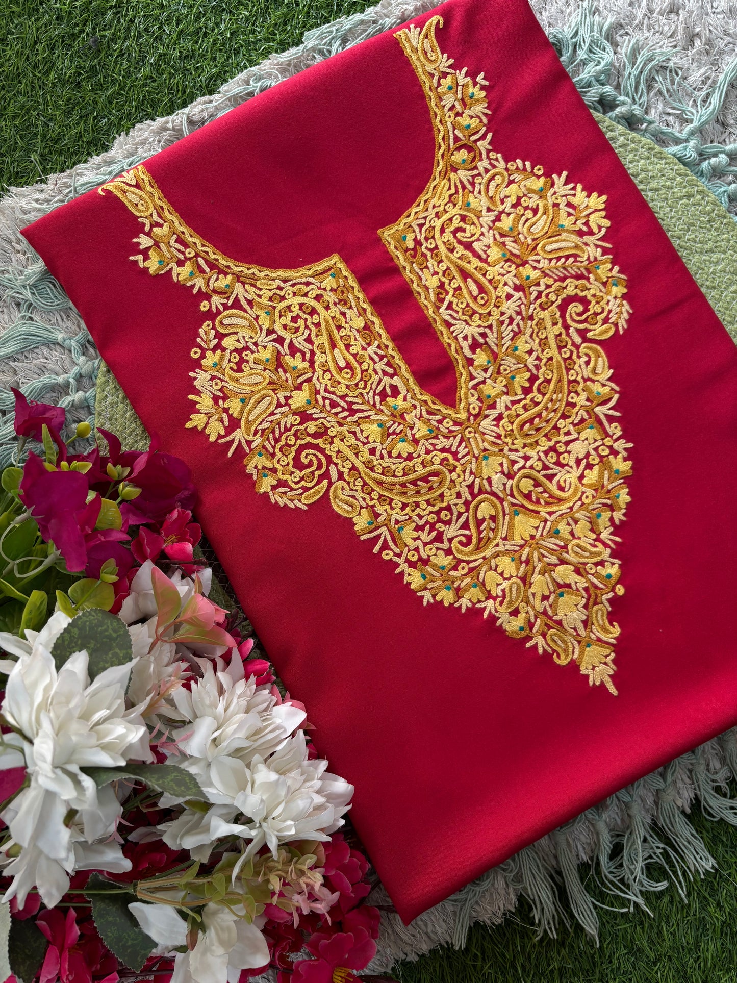 Red Cotton Cord Set (Hand Embroidered)