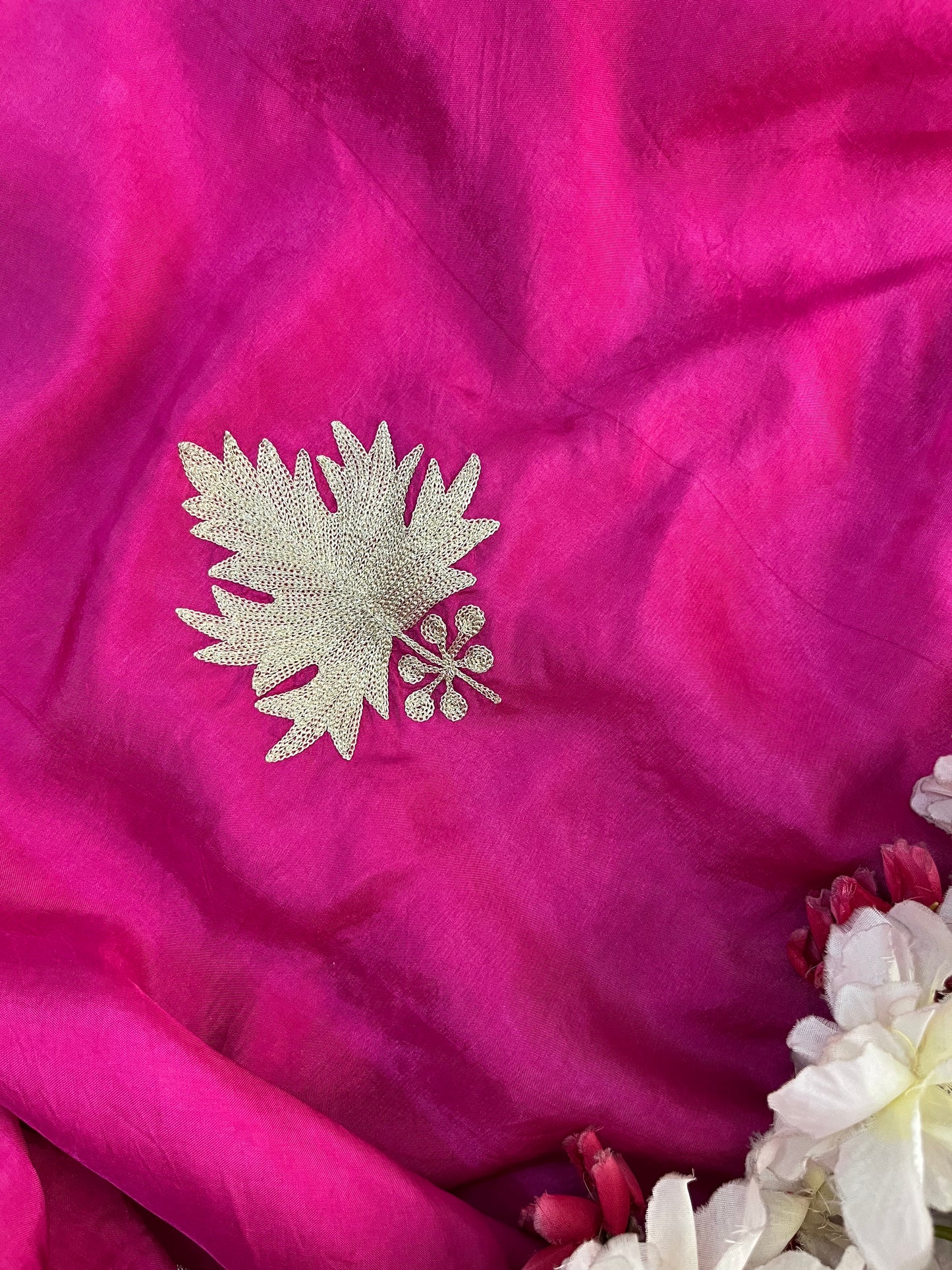 Sanam’ Fuchsia Pink Tilla Embroidered Suit material