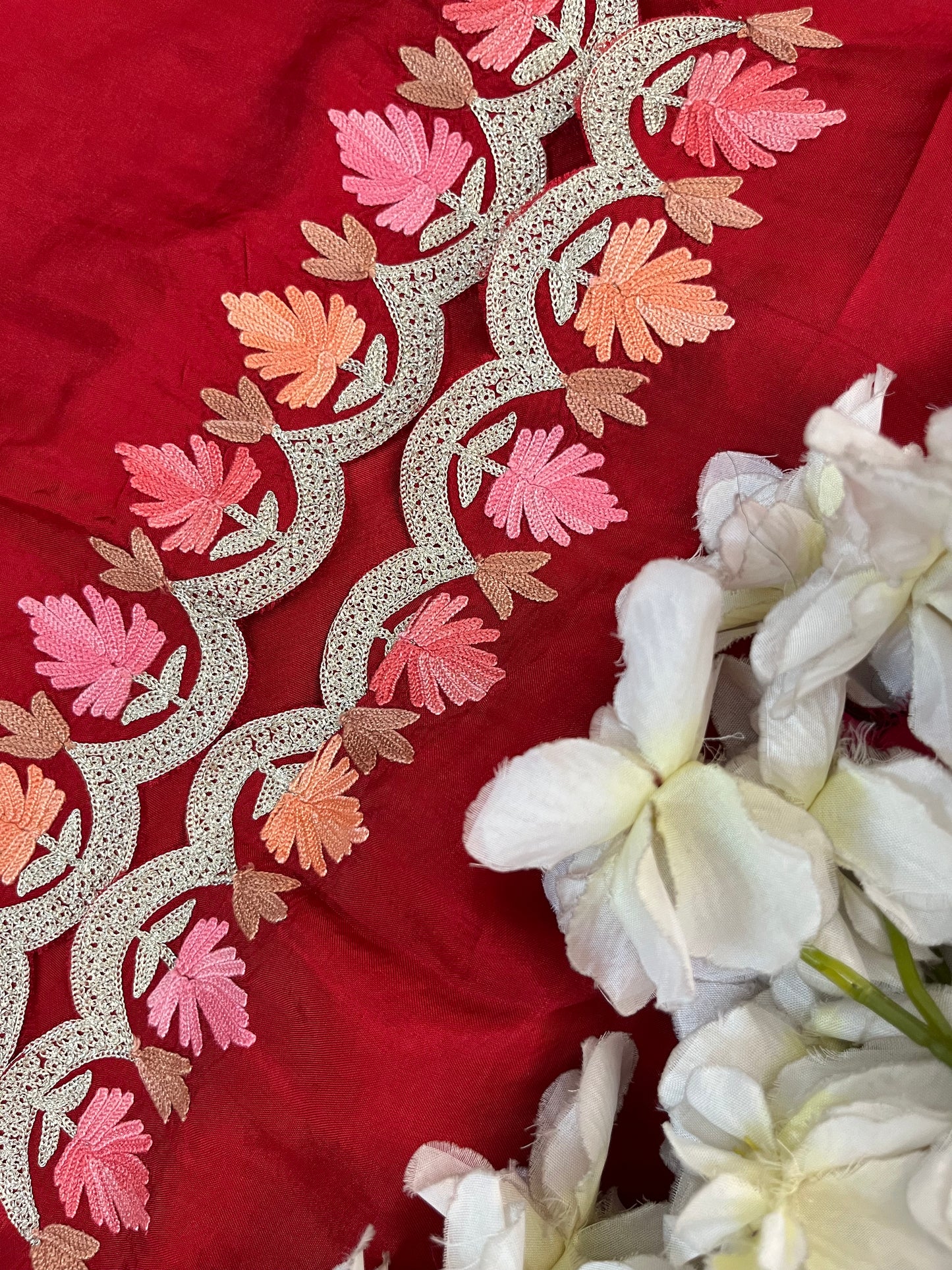 Sanam’ Maroon Silk Aari Embroidered Suit material