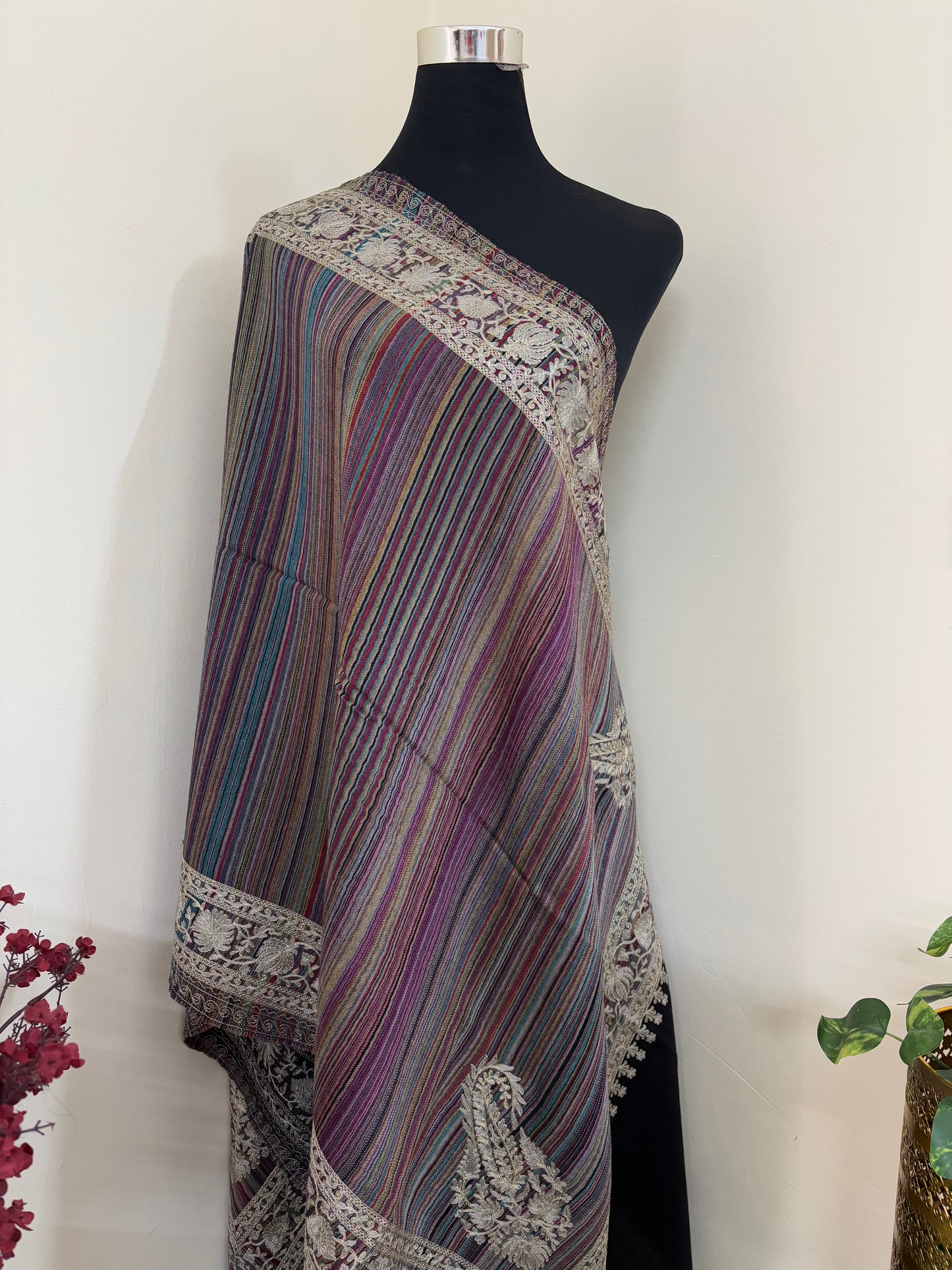 Black Stripes Kashmiri Stole