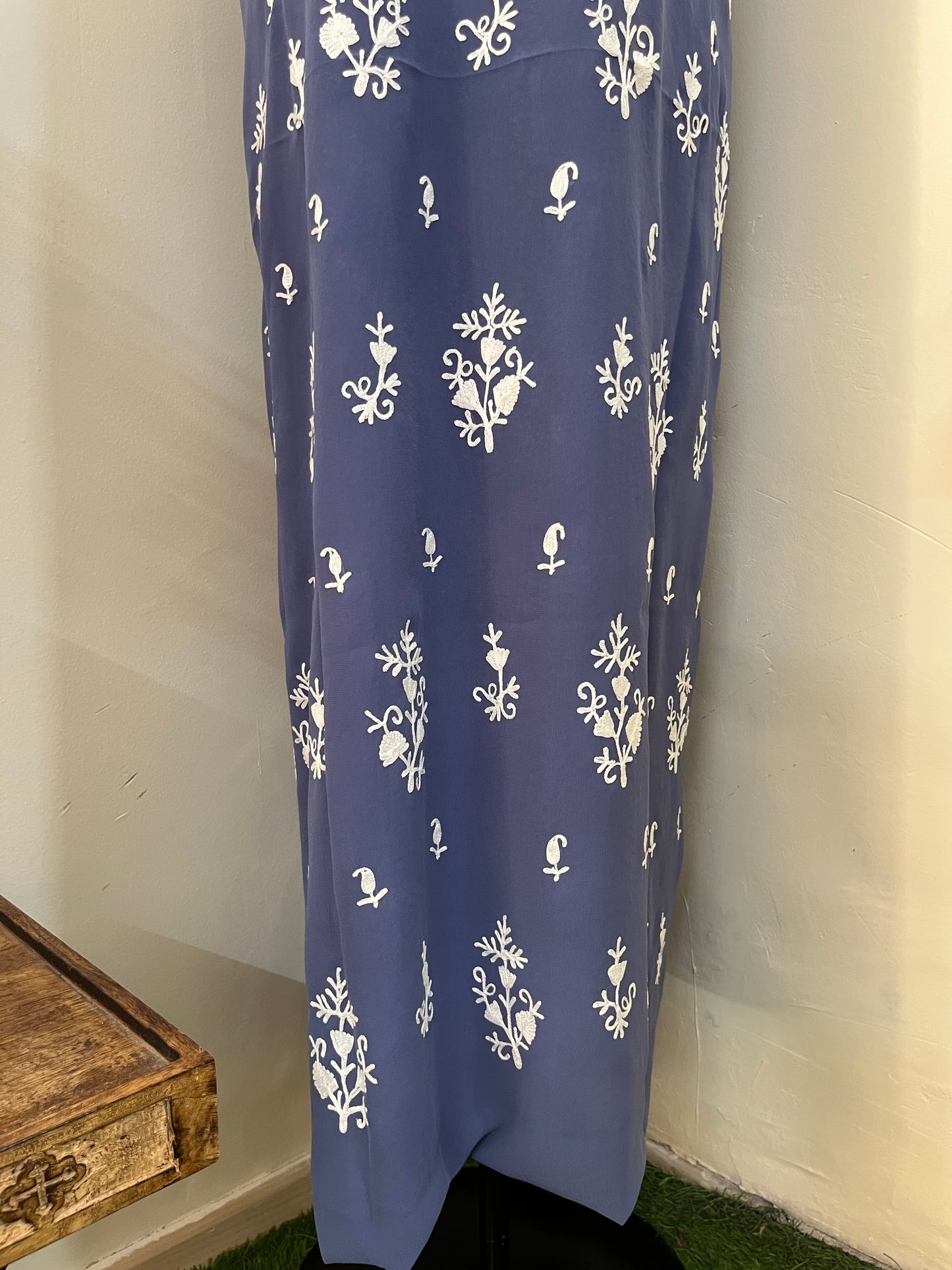 Lilac Georgette Kashmiri Unstitched Kurta Material
