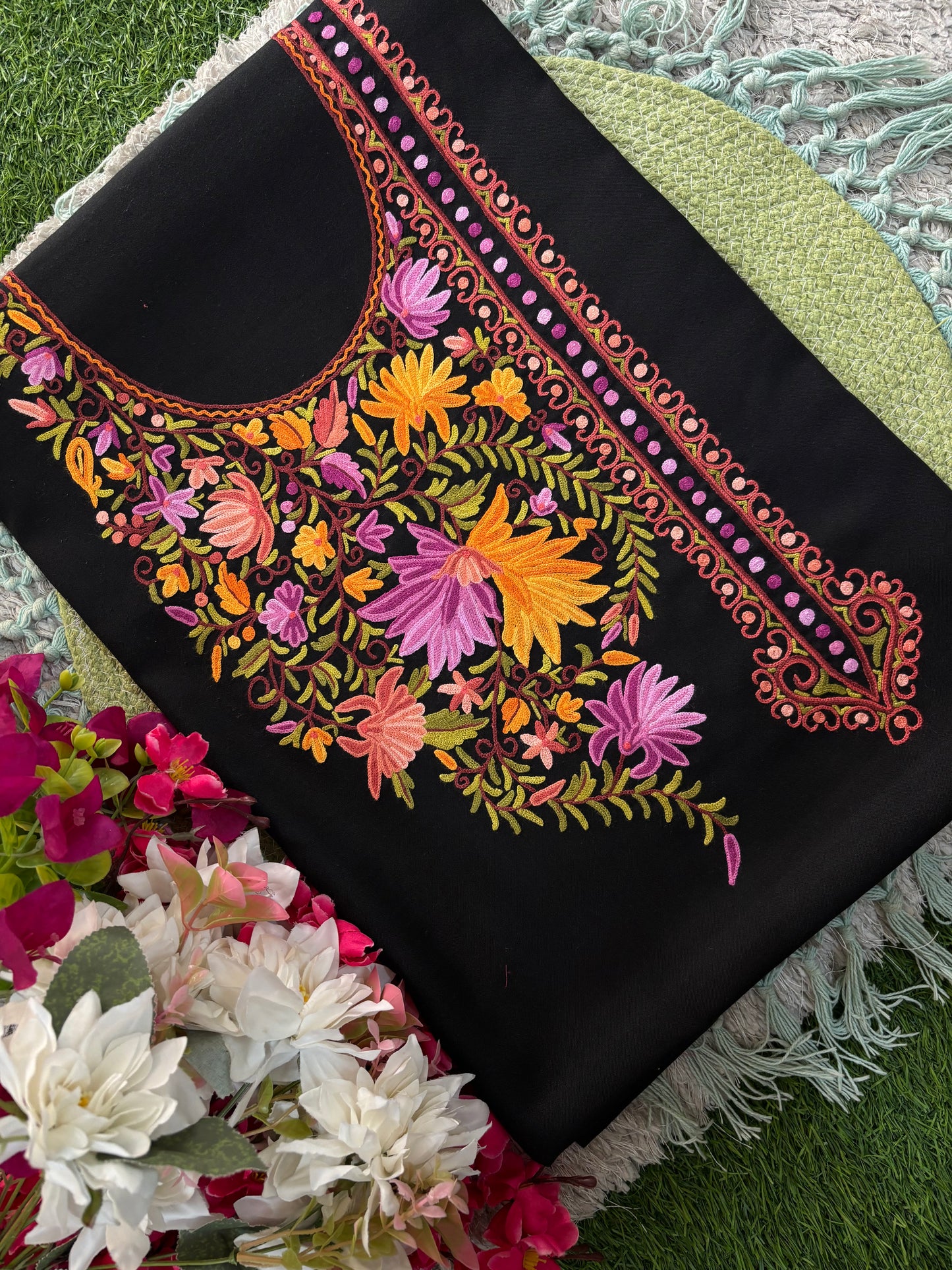 Black Cotton Cord Set (Hand Embroidered)