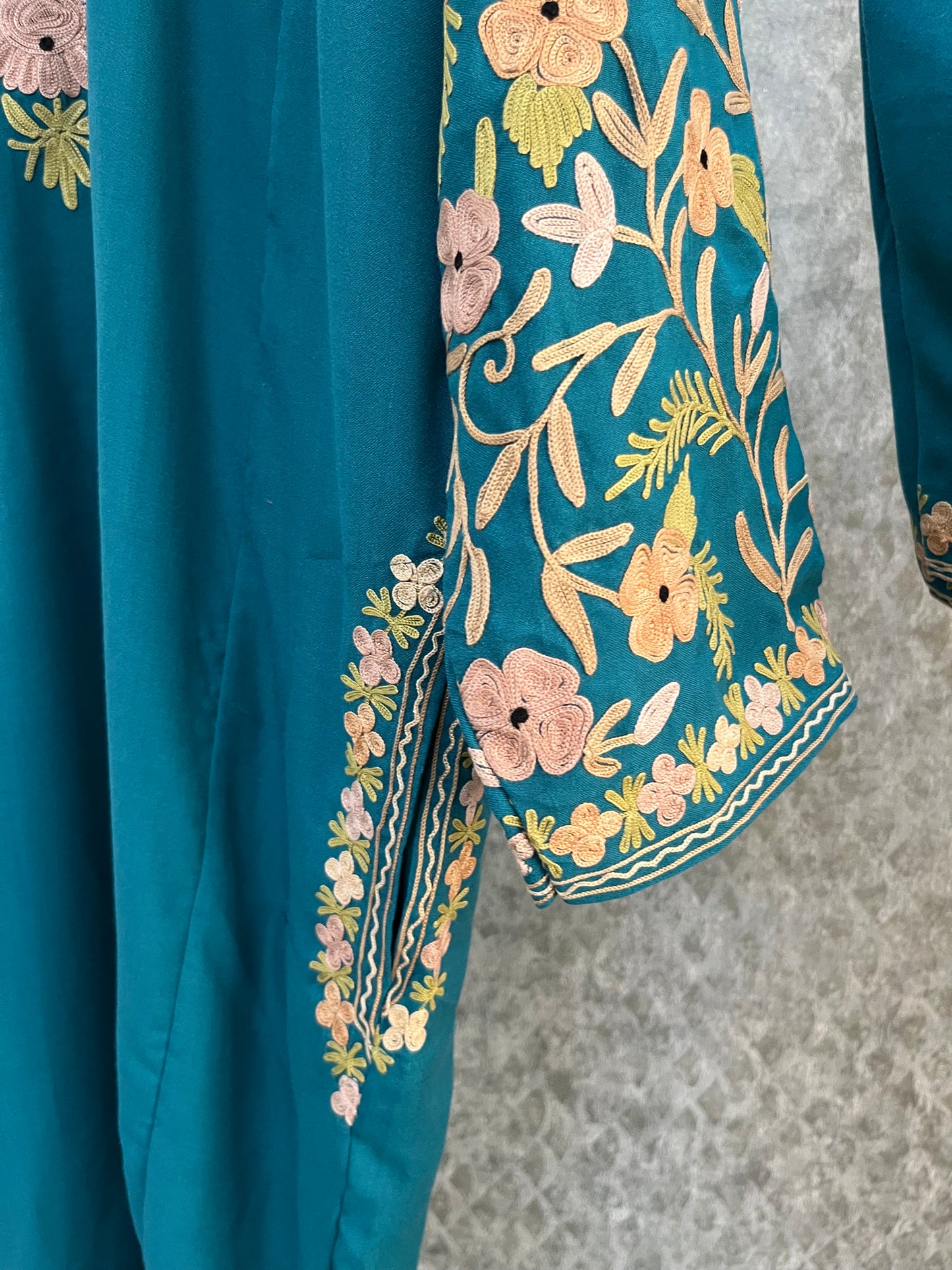 Deep Green Cotton Arm Jaal Pheran Set
