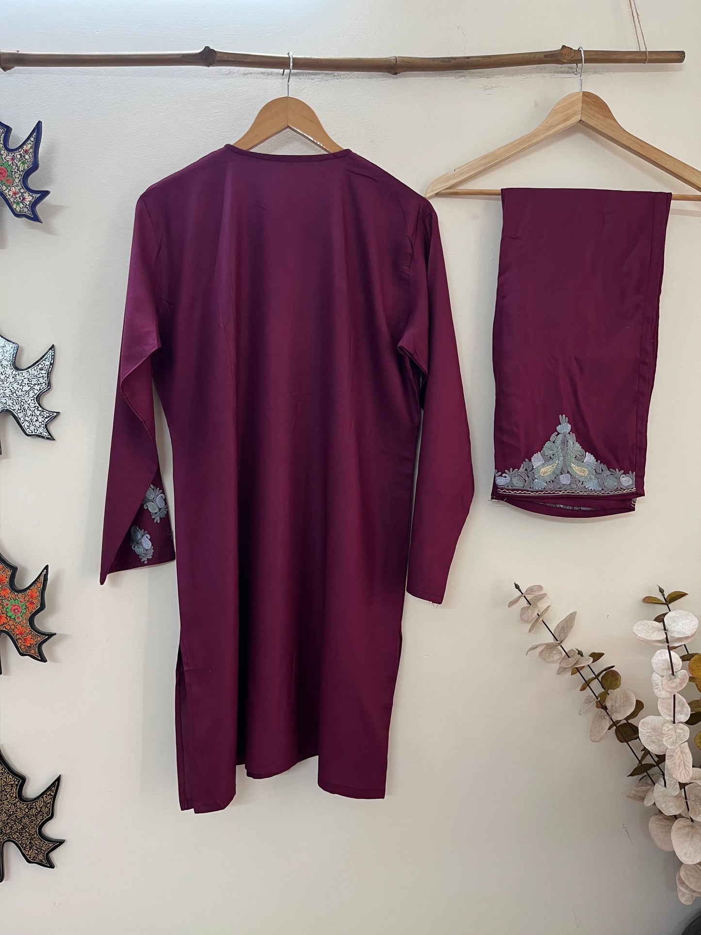 Wine Cotton Cord Set (Free Size/ XL)