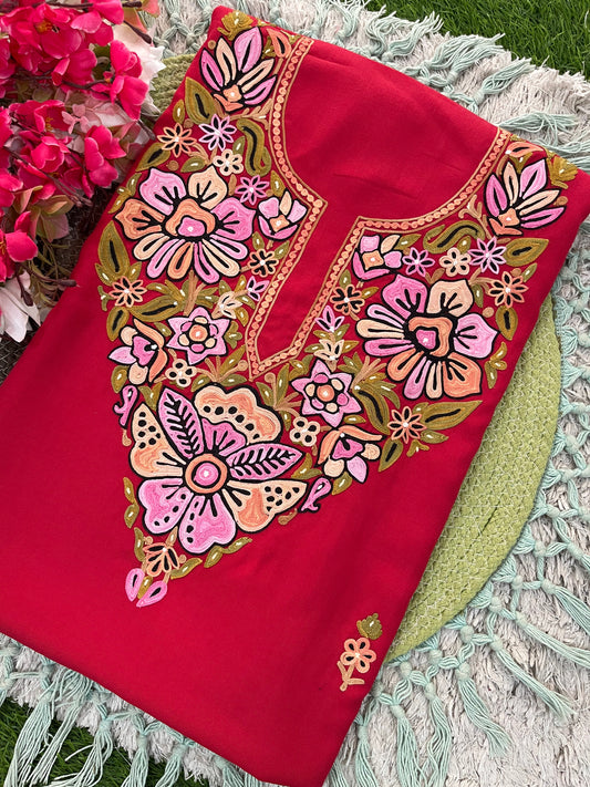 Red Cotton Unstitched Cord Set