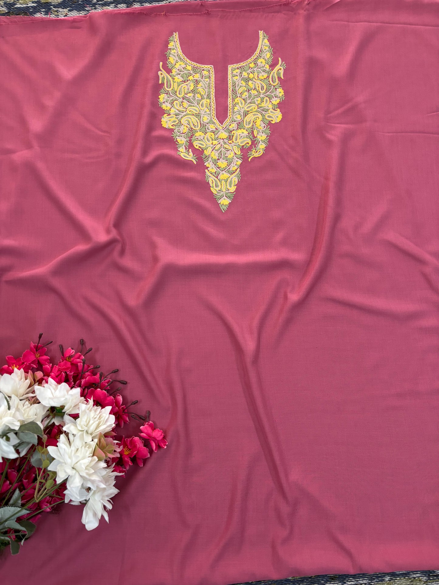 Pink Cotton Cord Set (Hand Embroidered)