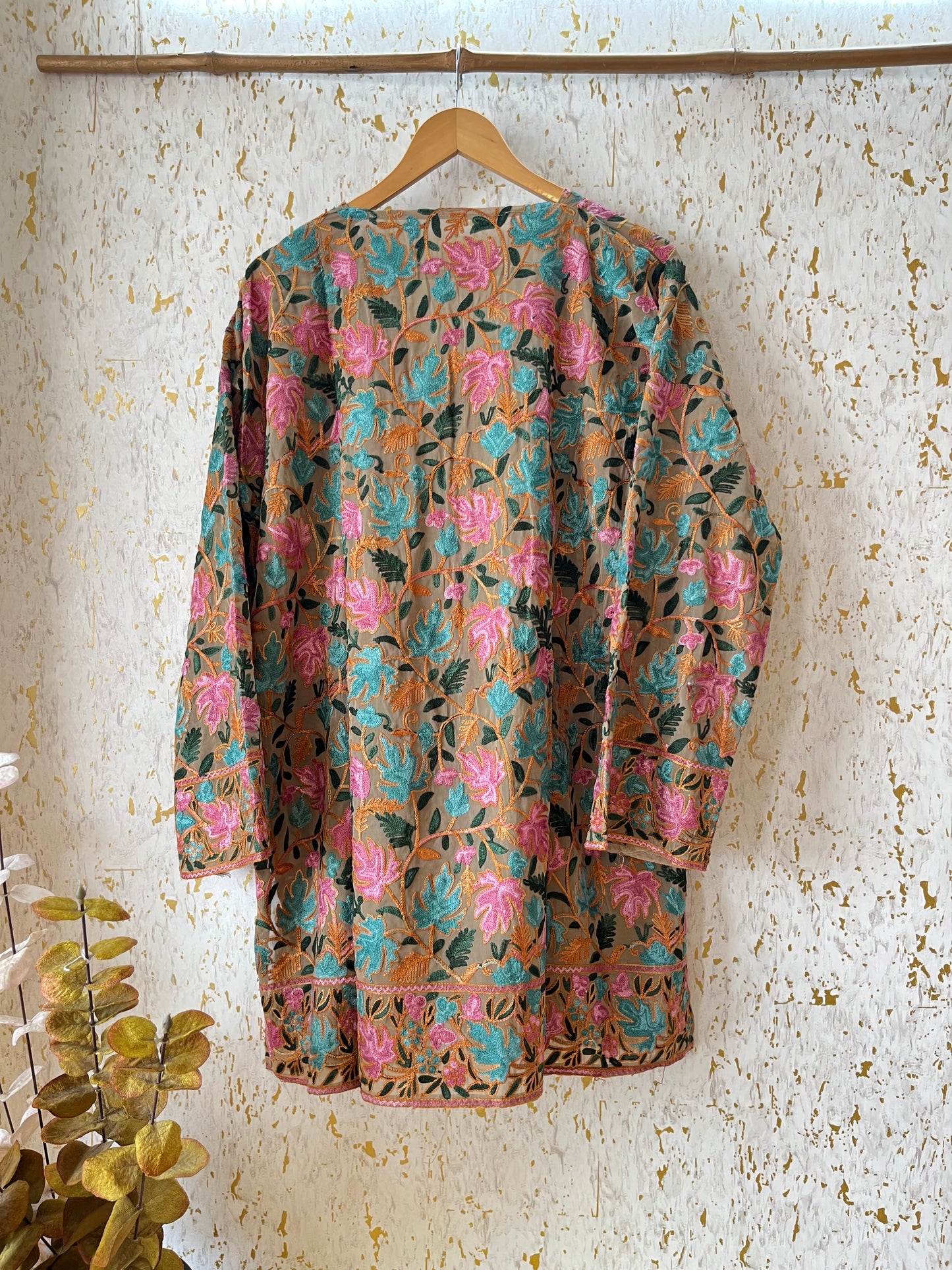 Brown Georgette Jaal Work (Front & Back) Aari Embroidered Stitch