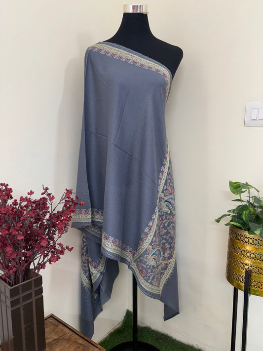 English Grey Ambi Bael Kashmiri Stole