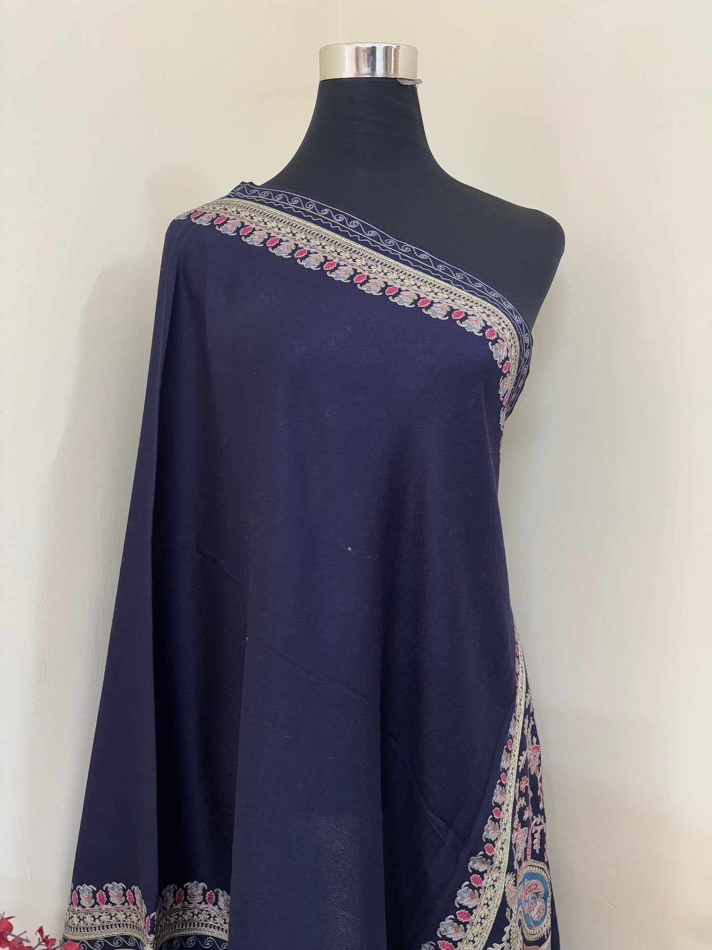 Midnight Blue Ambi Bael Kashmiri Stole