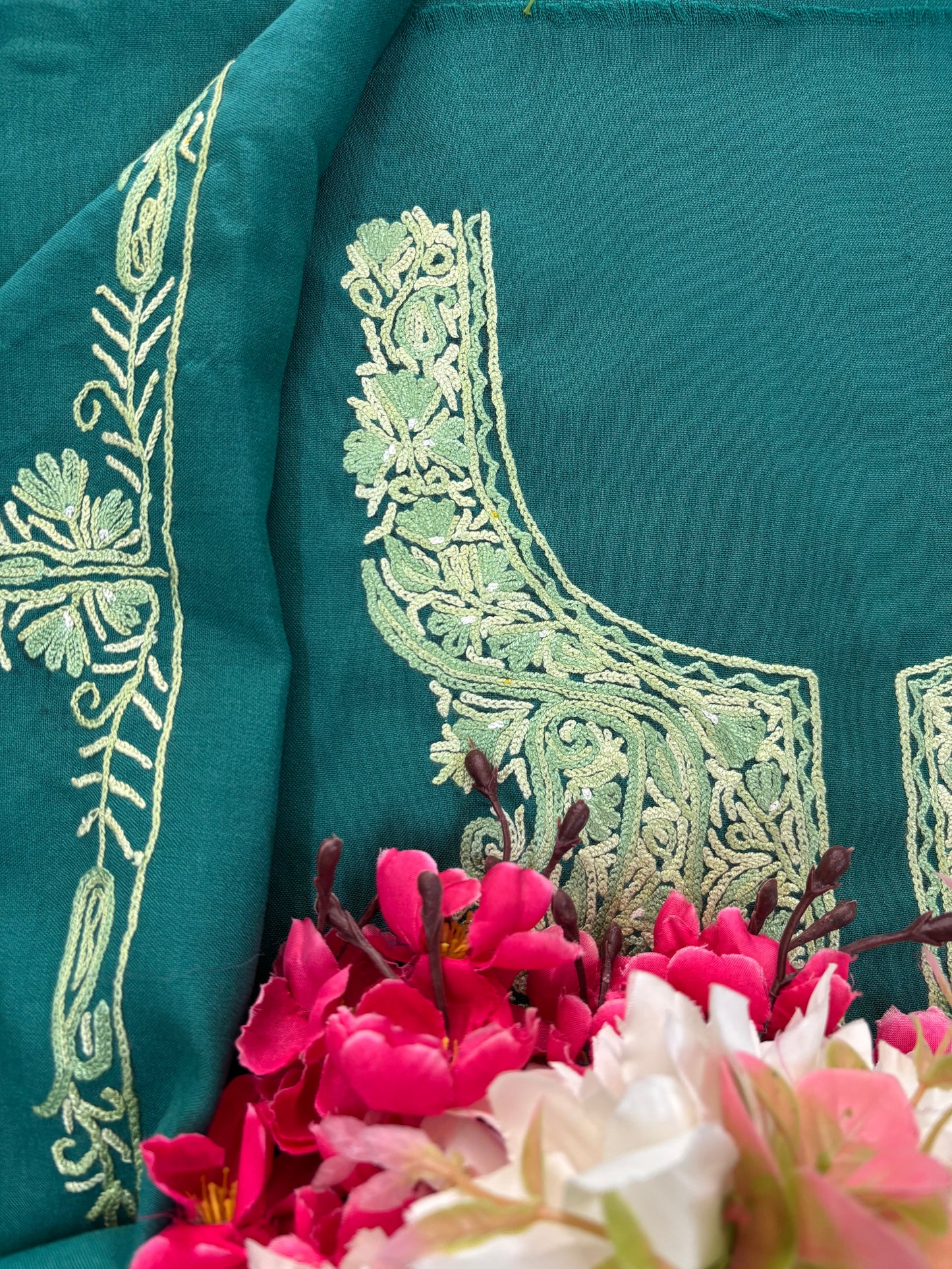 Green Cotton Cord Set (Hand Embroidered)