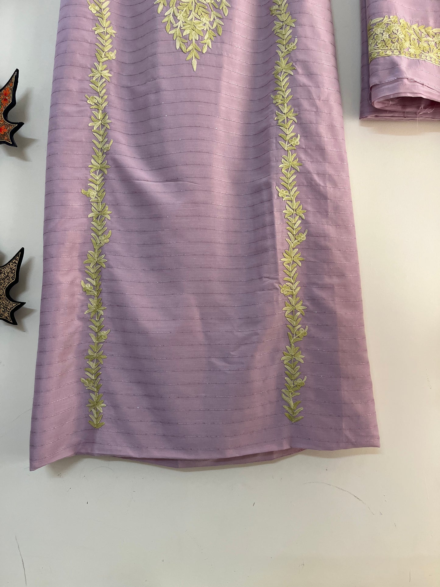 Lavender Muslin Cotton Striped Pattern Unstitched Co-ord Set