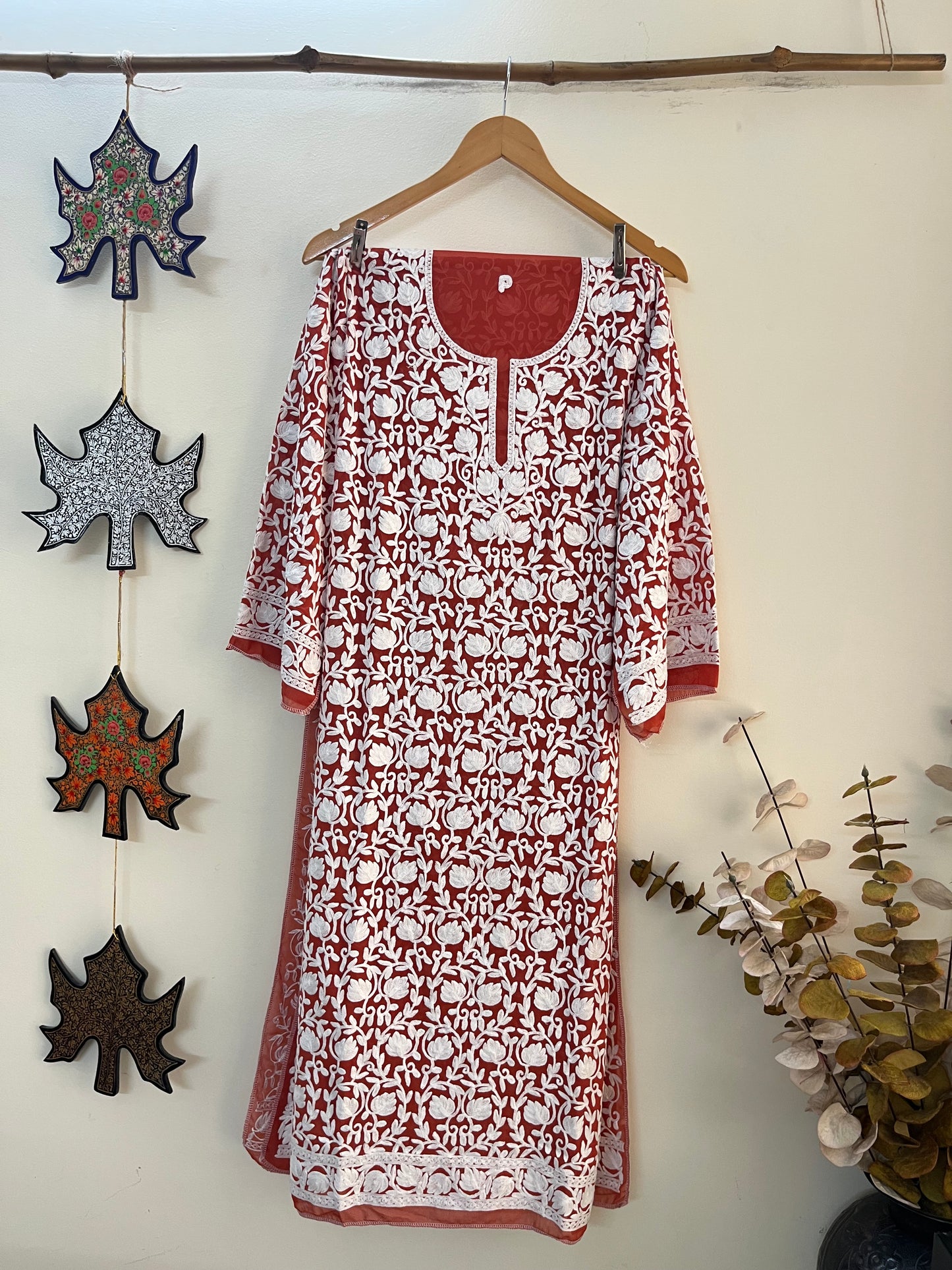 Georgette Front Back Jaal Kashmiri Semi Stitched Kurta