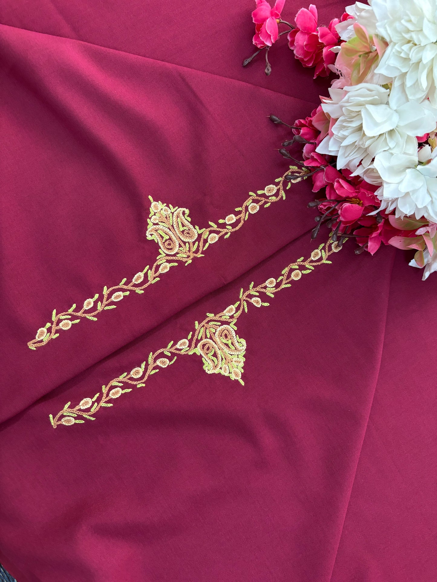 Maroon Cotton Cord Set (Hand Embroidered)