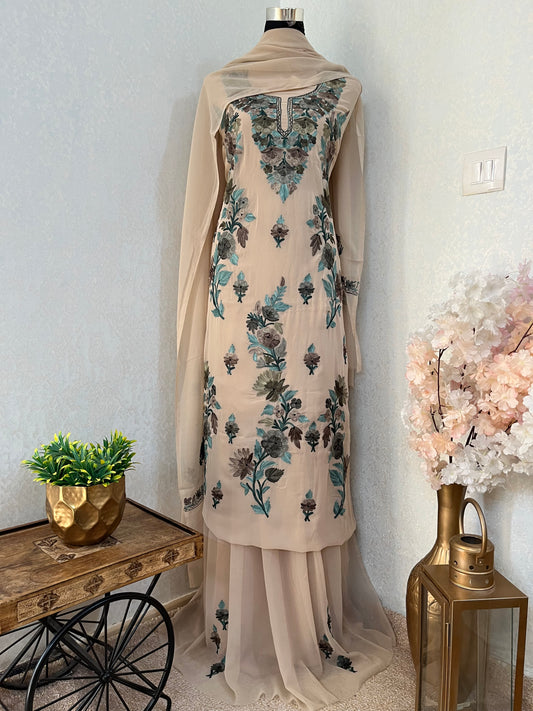 Mouse Georgette 3 Pc Kashmiri Suit