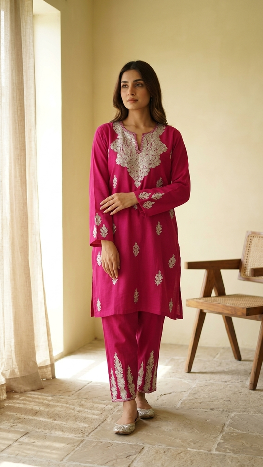 Hot pink Cotton Cord Set (42)
