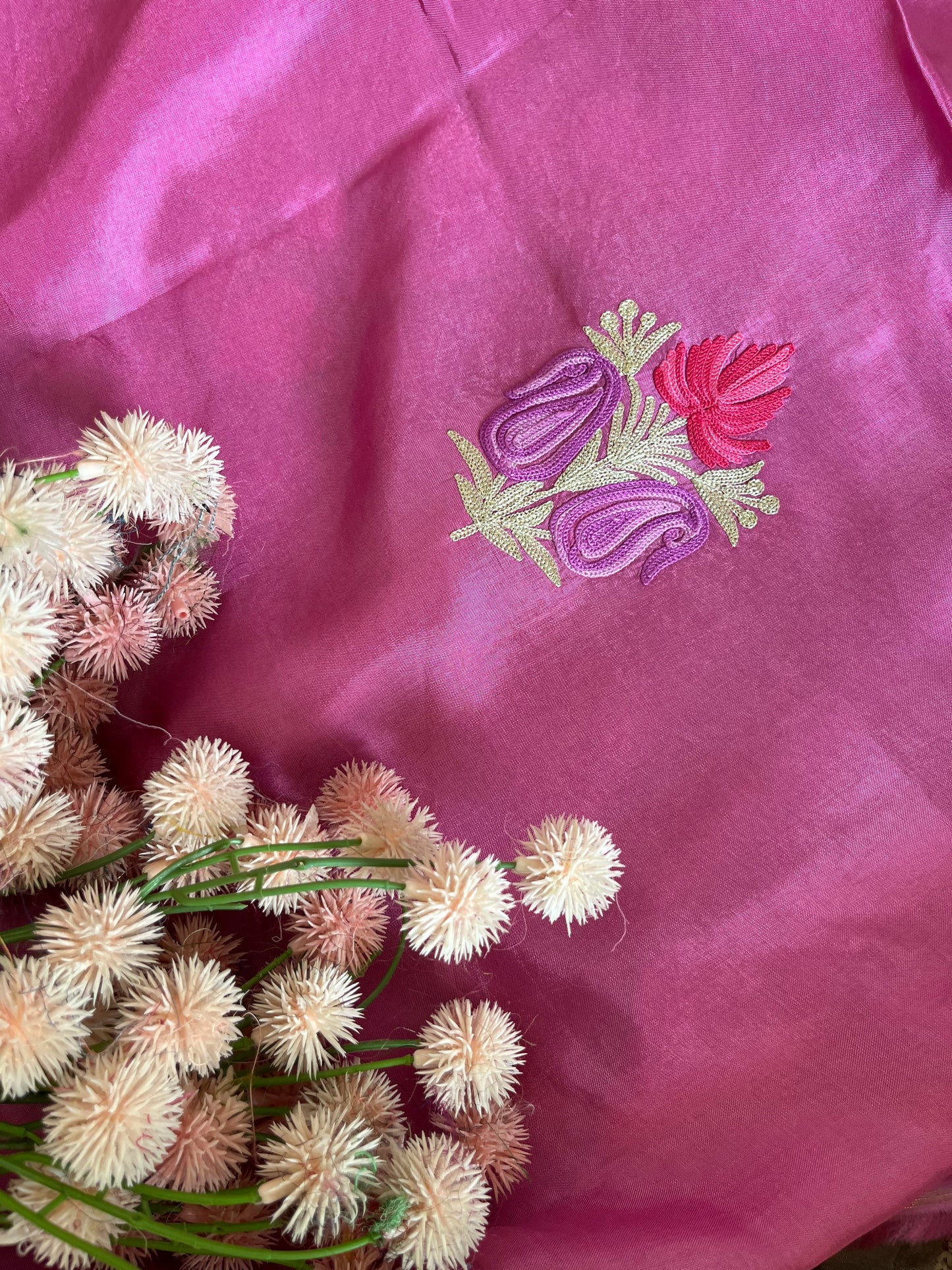 Sanam’ Mauve Silk Aari Embroidered Suit material