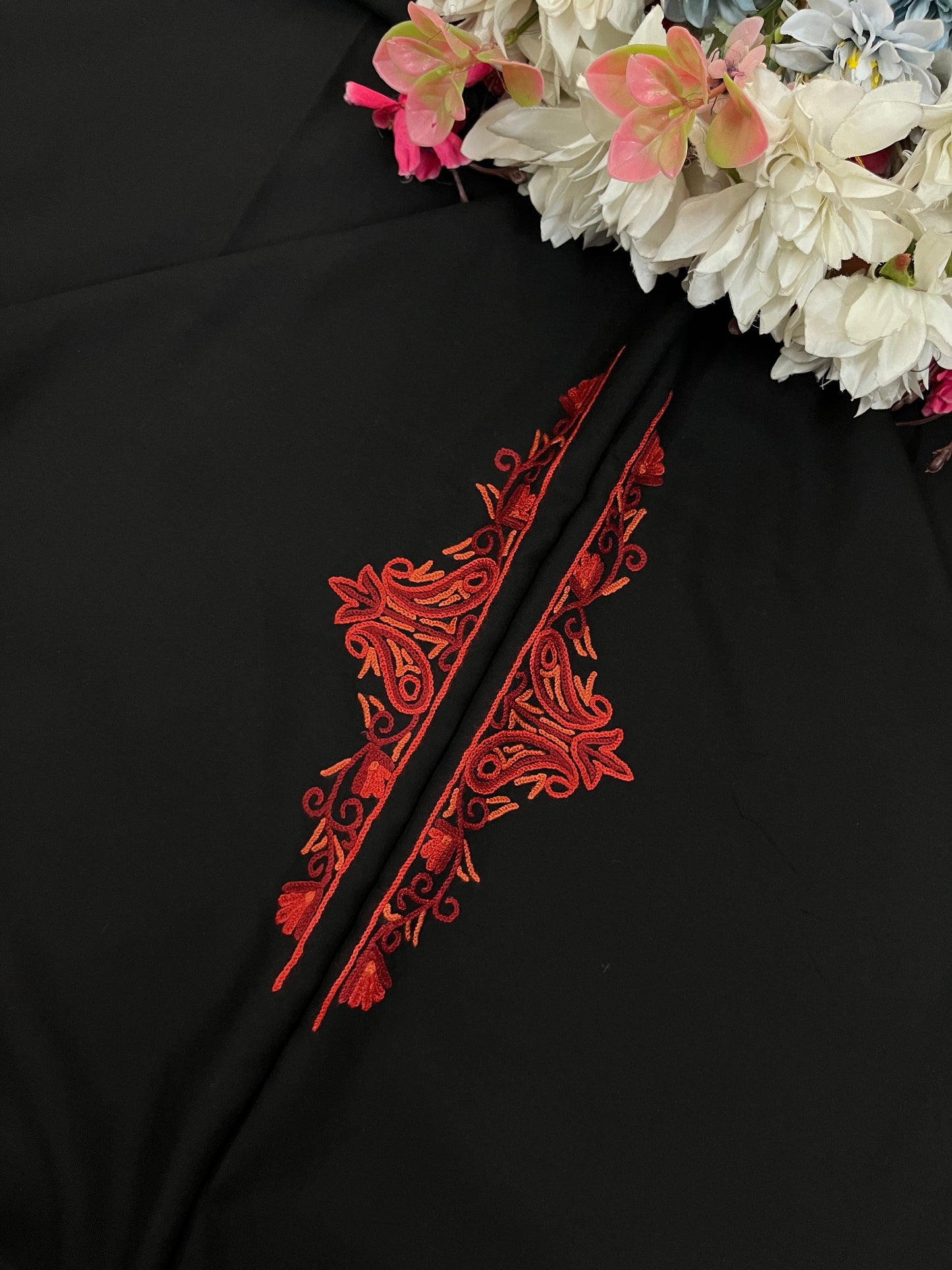 Black Cotton Two Piece Suit (Hand Embroidered)
