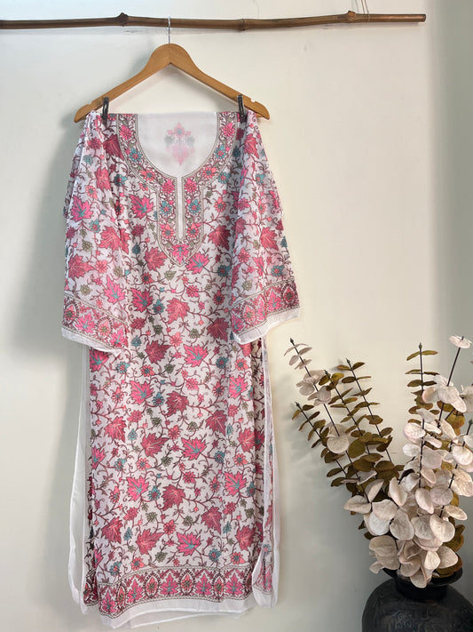 Georgette Aari Embroidered Unstitched Kurta